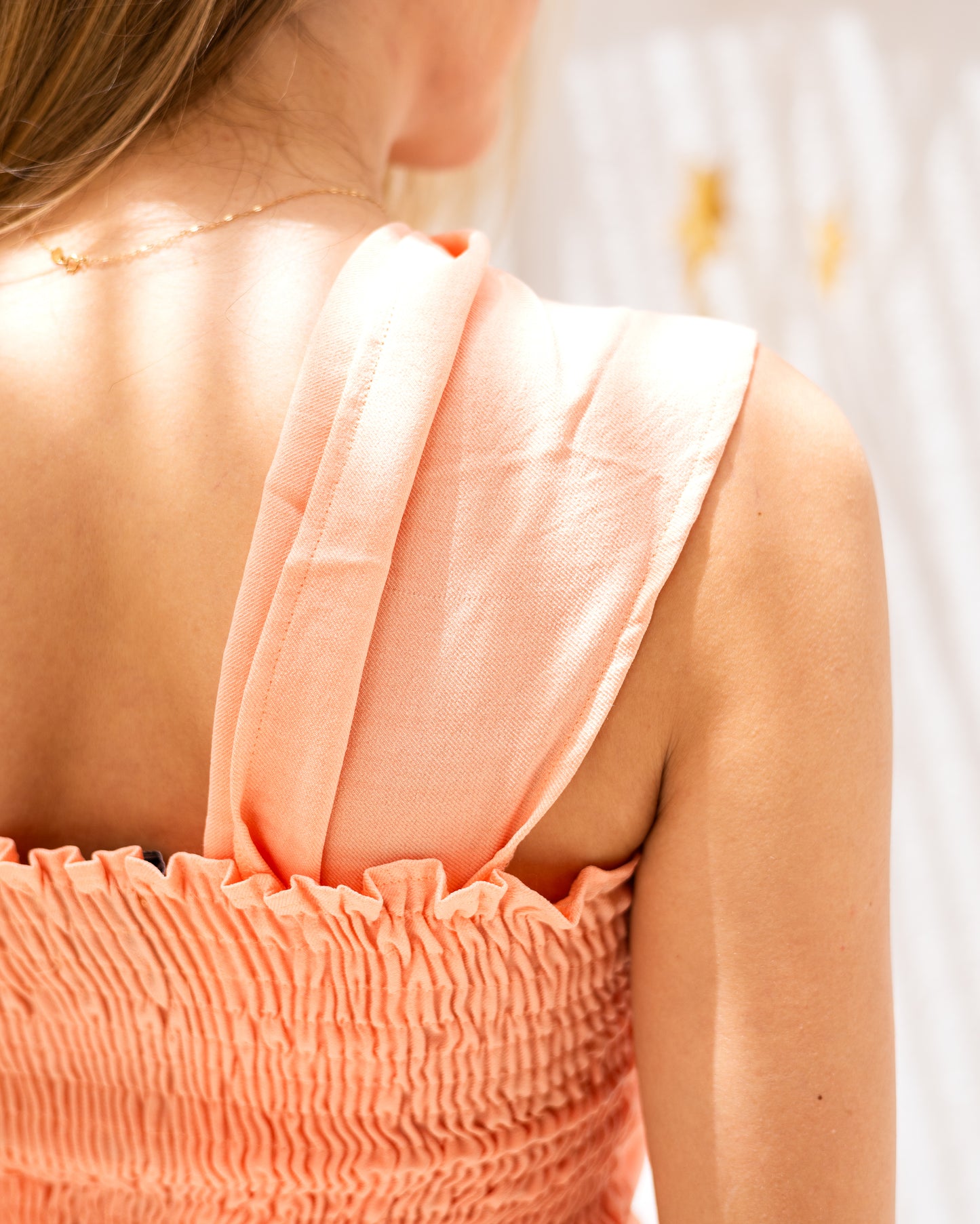 Crossed Neck Linen Top Orange