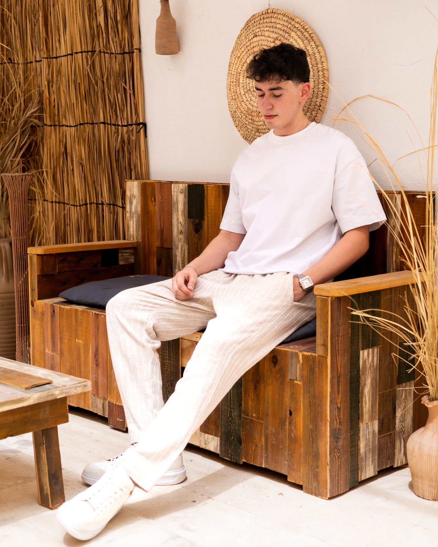 Striped Crude Linen Pants