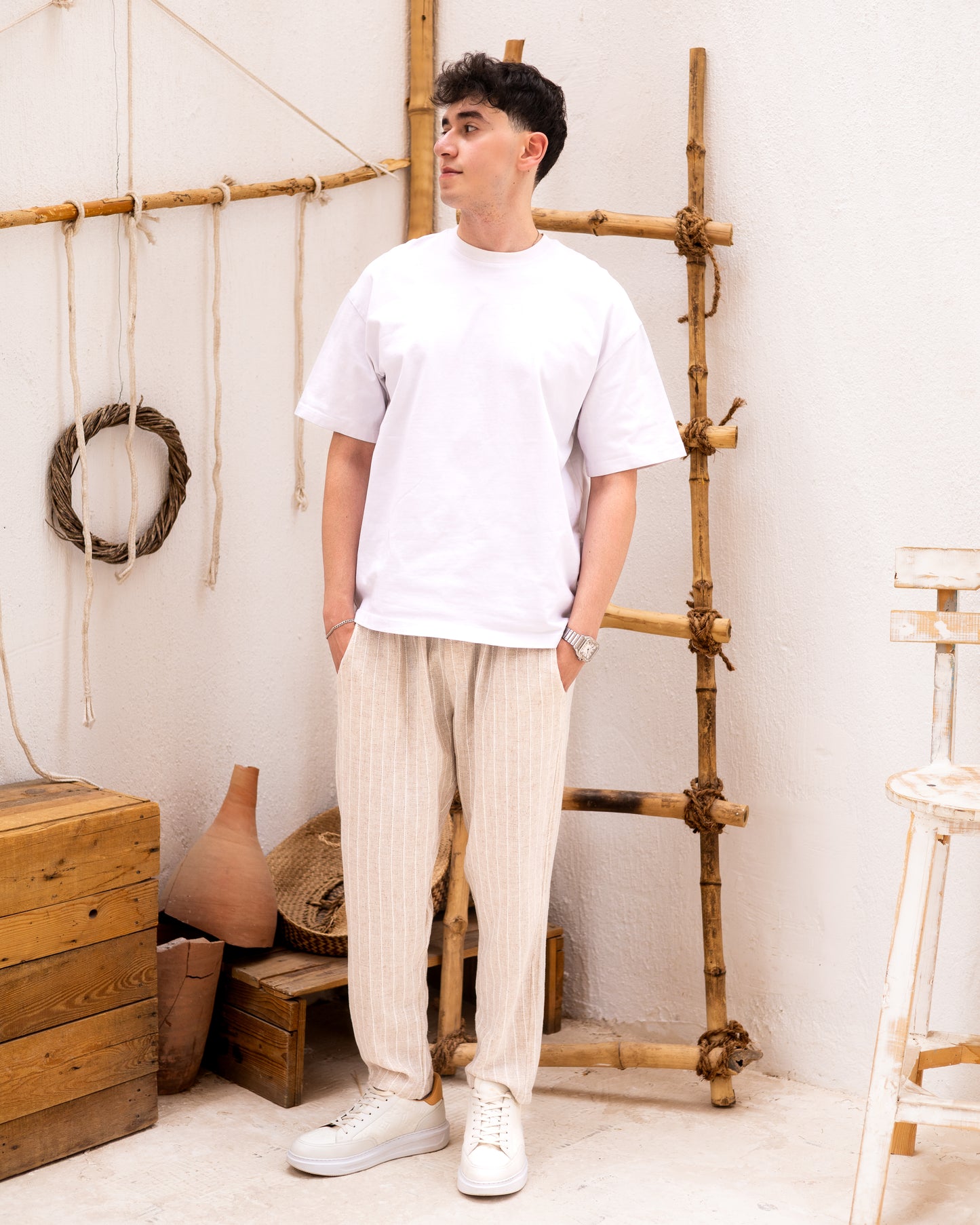 Striped Crude Linen Pants