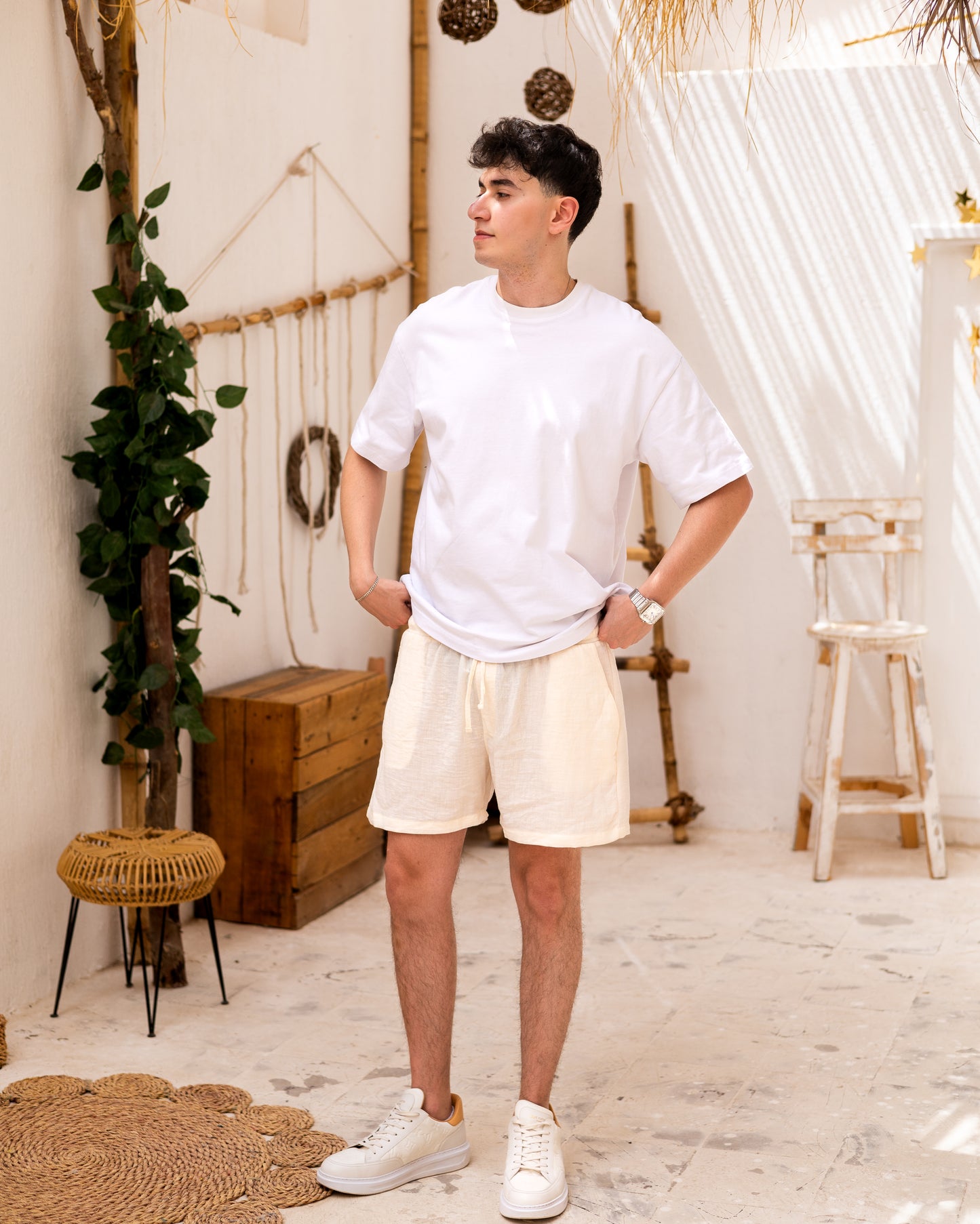 Linen Short Ivory Yellow