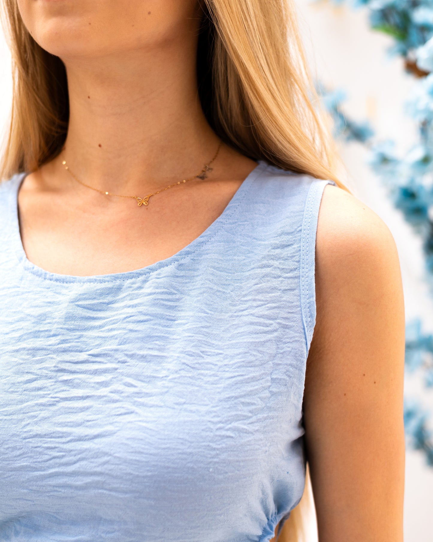 Open Sided Summer Dress Baby Blue