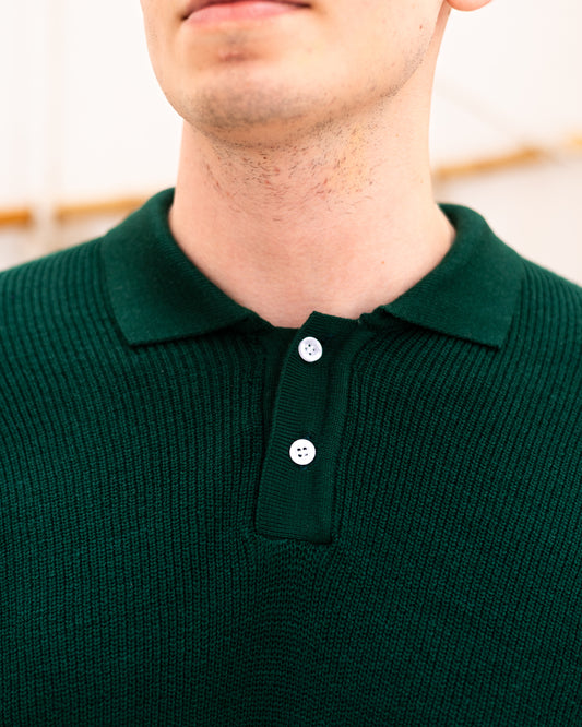 Knitted Polo Tshirt Emerald Green