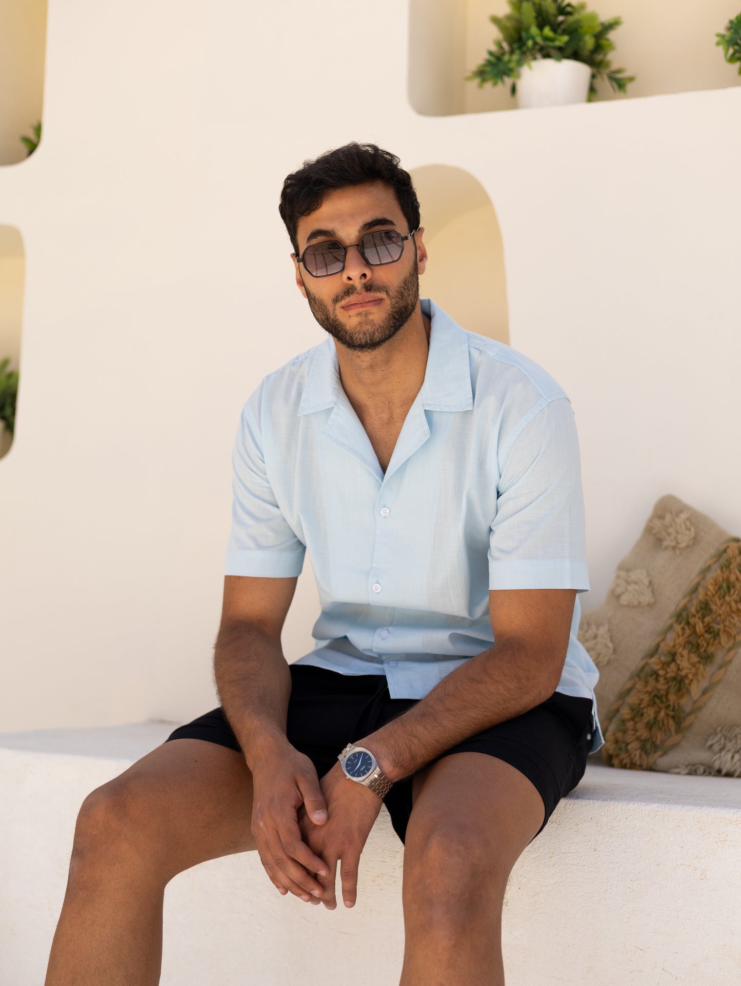 Premium Linen Shirt Baby Blue