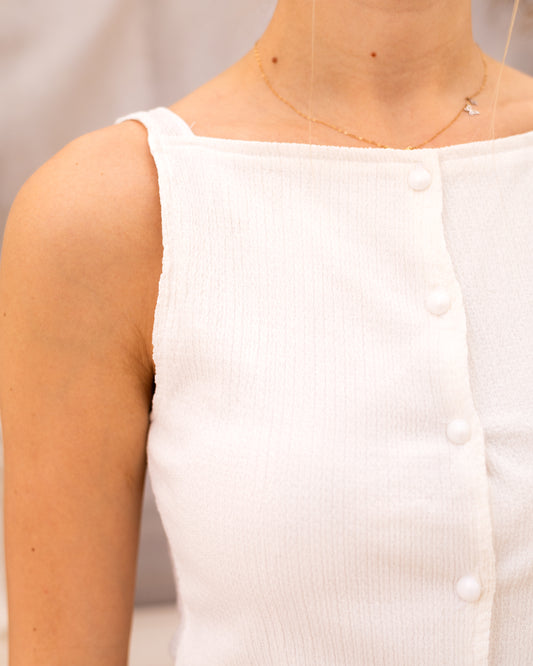 Textured Top Pearl Buttons White