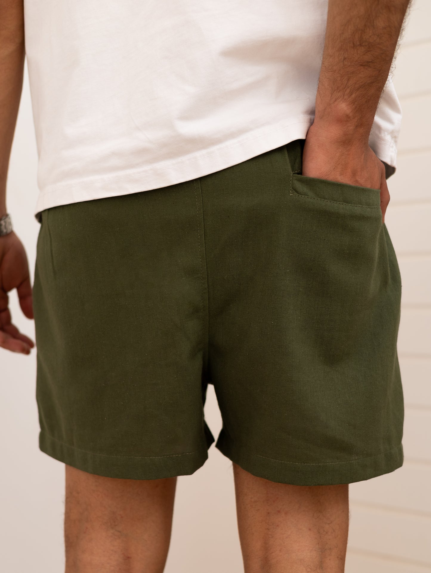 Linen Short Military green