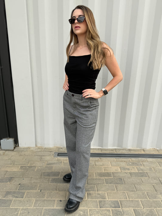 Wide Leg Tailored Pants Grey