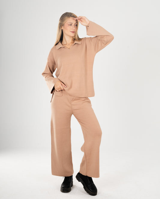 Caramel Knitted Tricot Pants