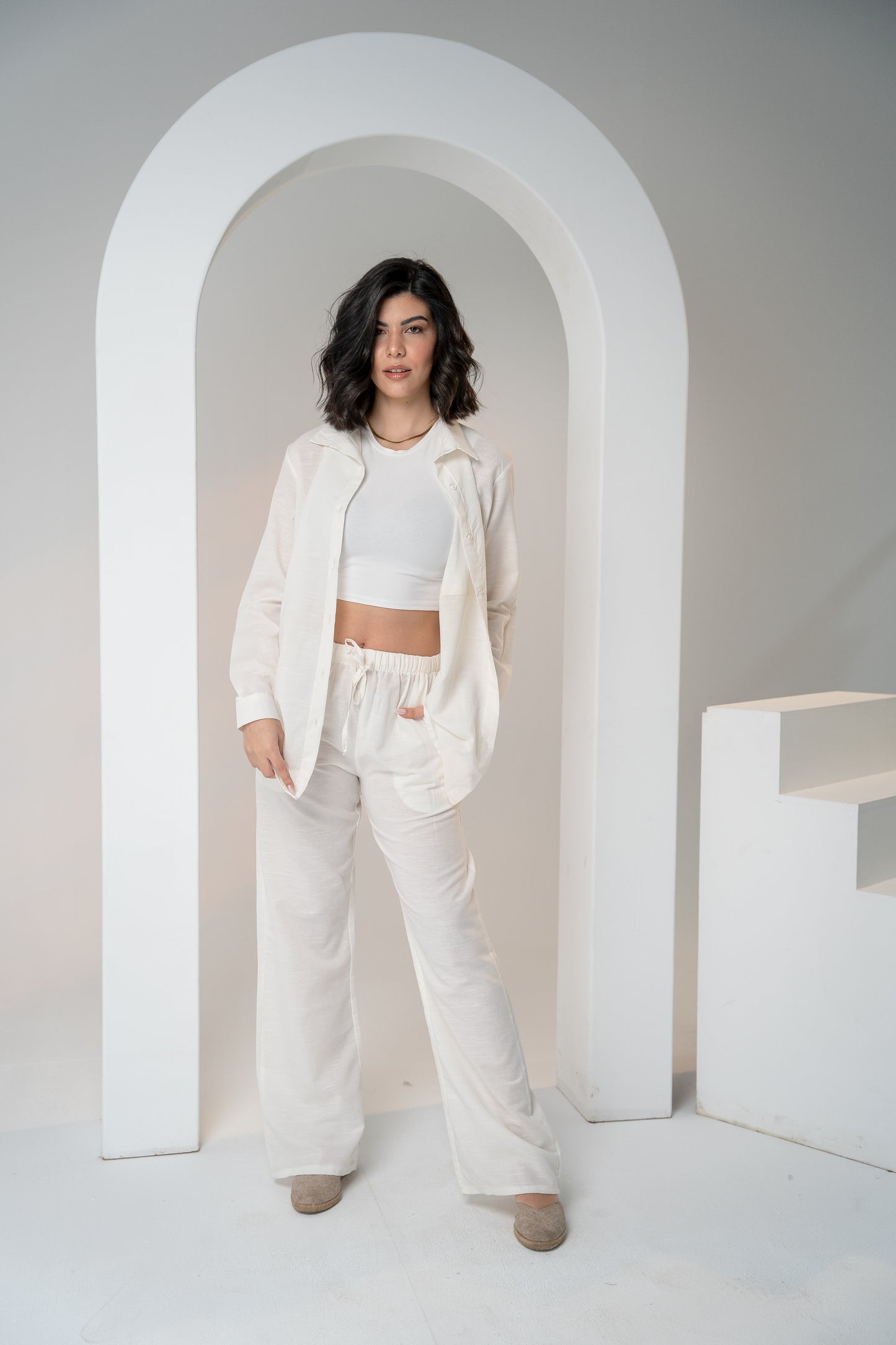 Women Linen Pants White