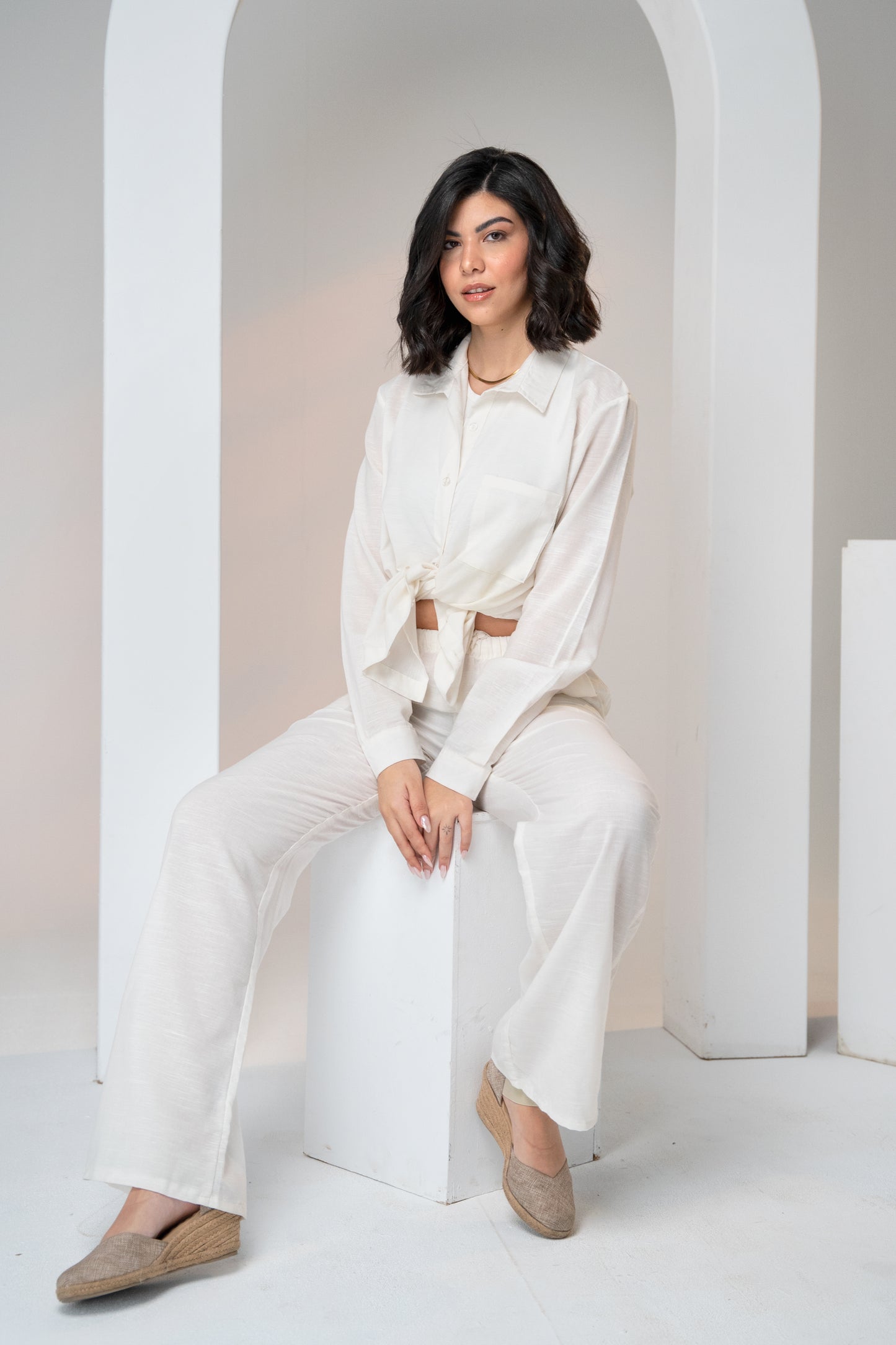 Women Linen Pants White