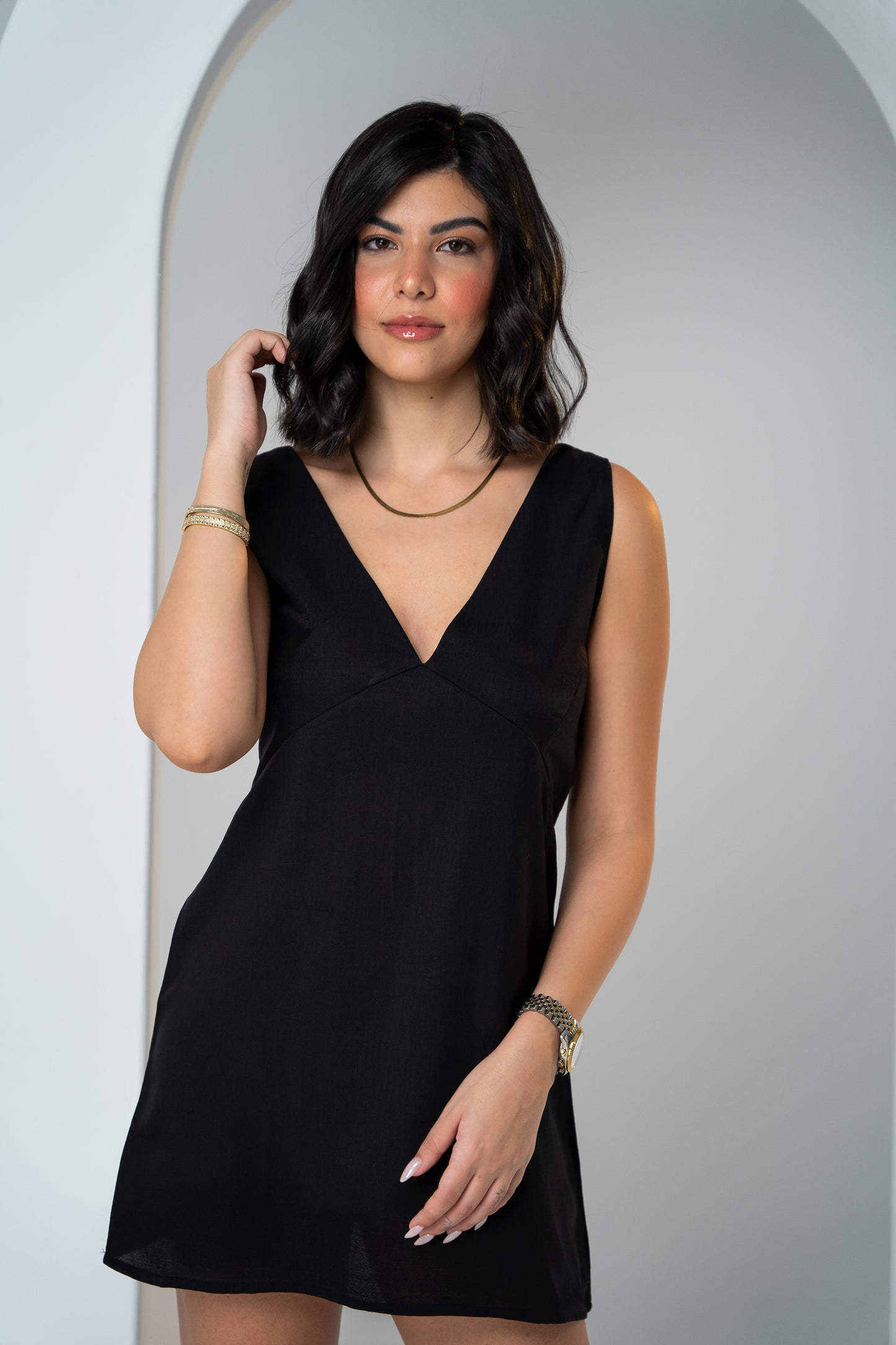 Linen Blend Dress Bali Black