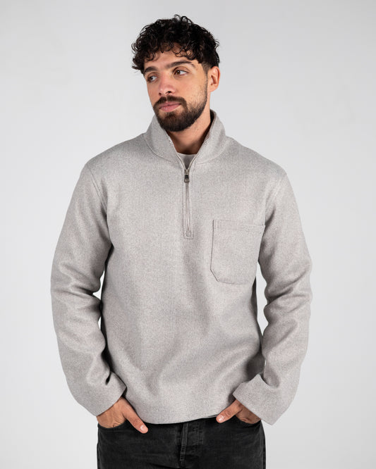 Wool Quarter Zipper Sweater Grey