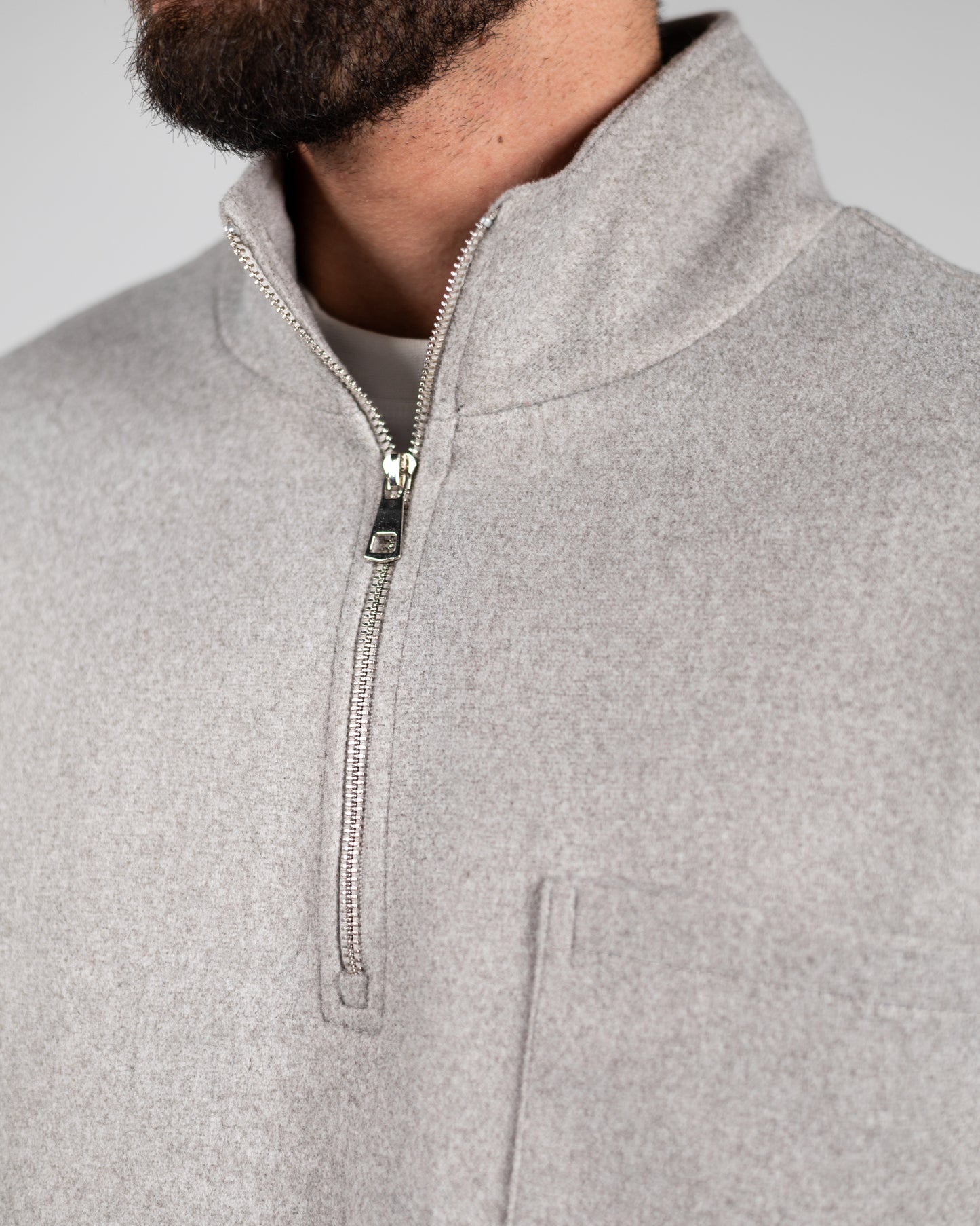 Wool Quarter Zipper Sweater Grey