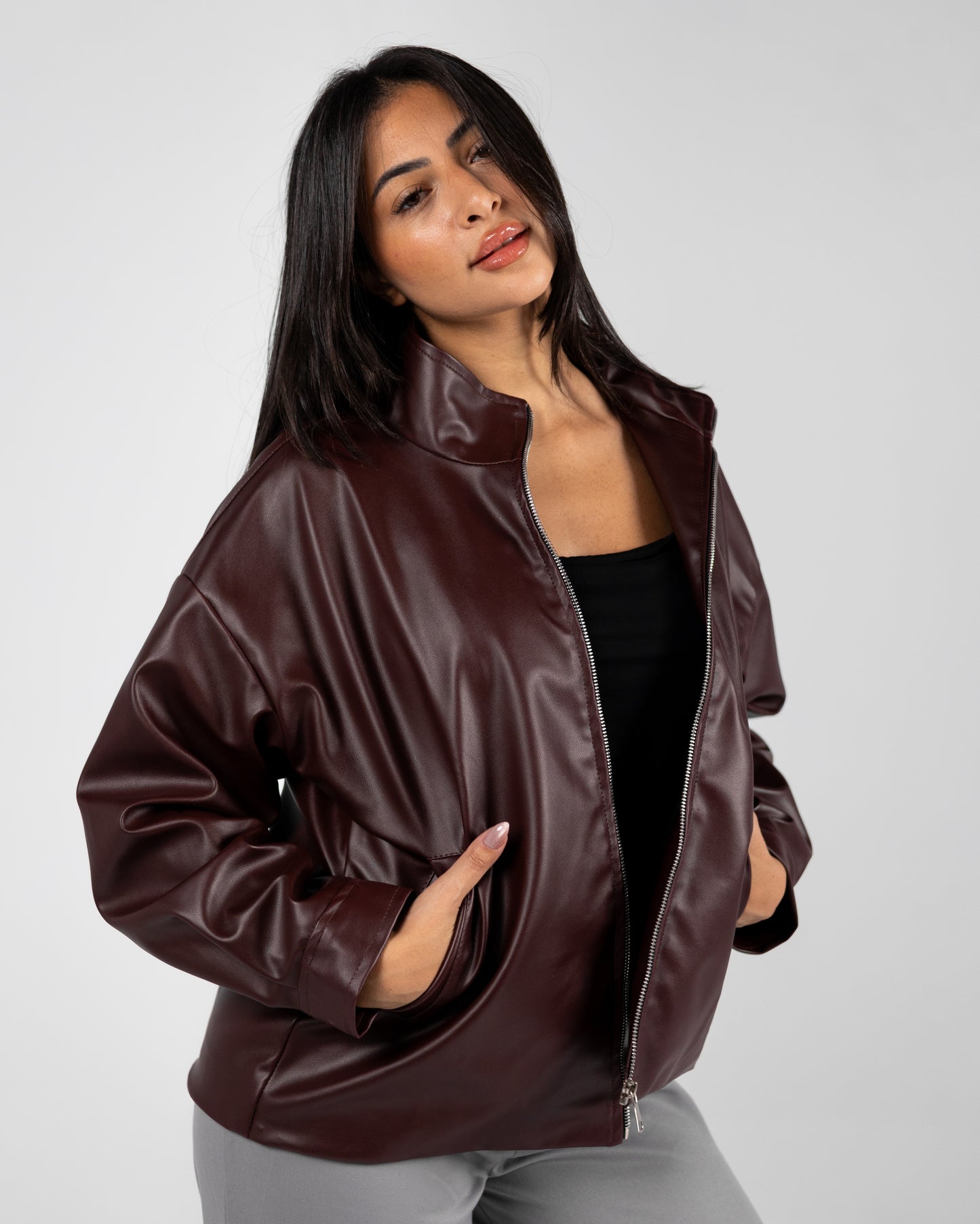 Leather Jacket Burgundy