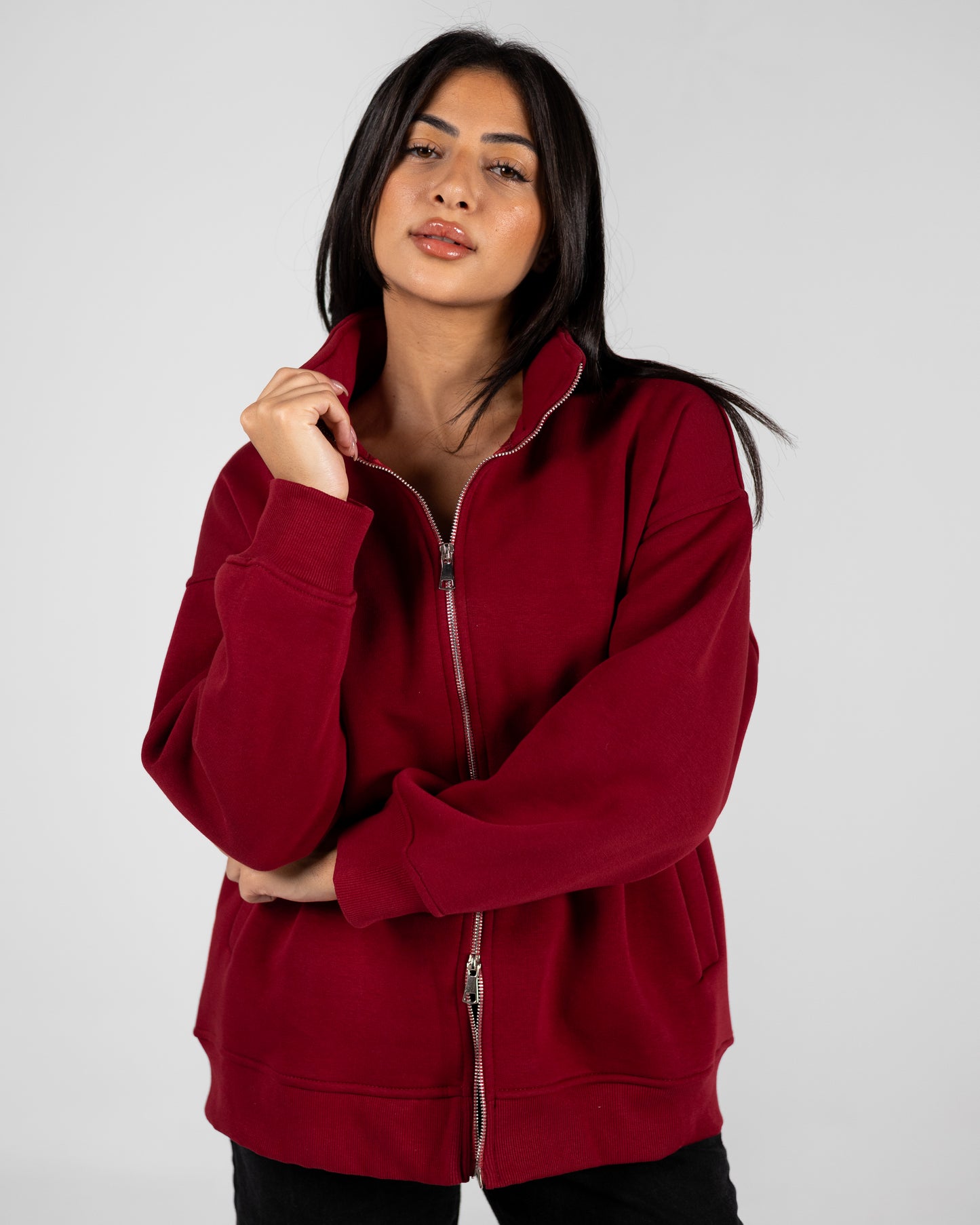 Double Zipper Jacket Burgundy