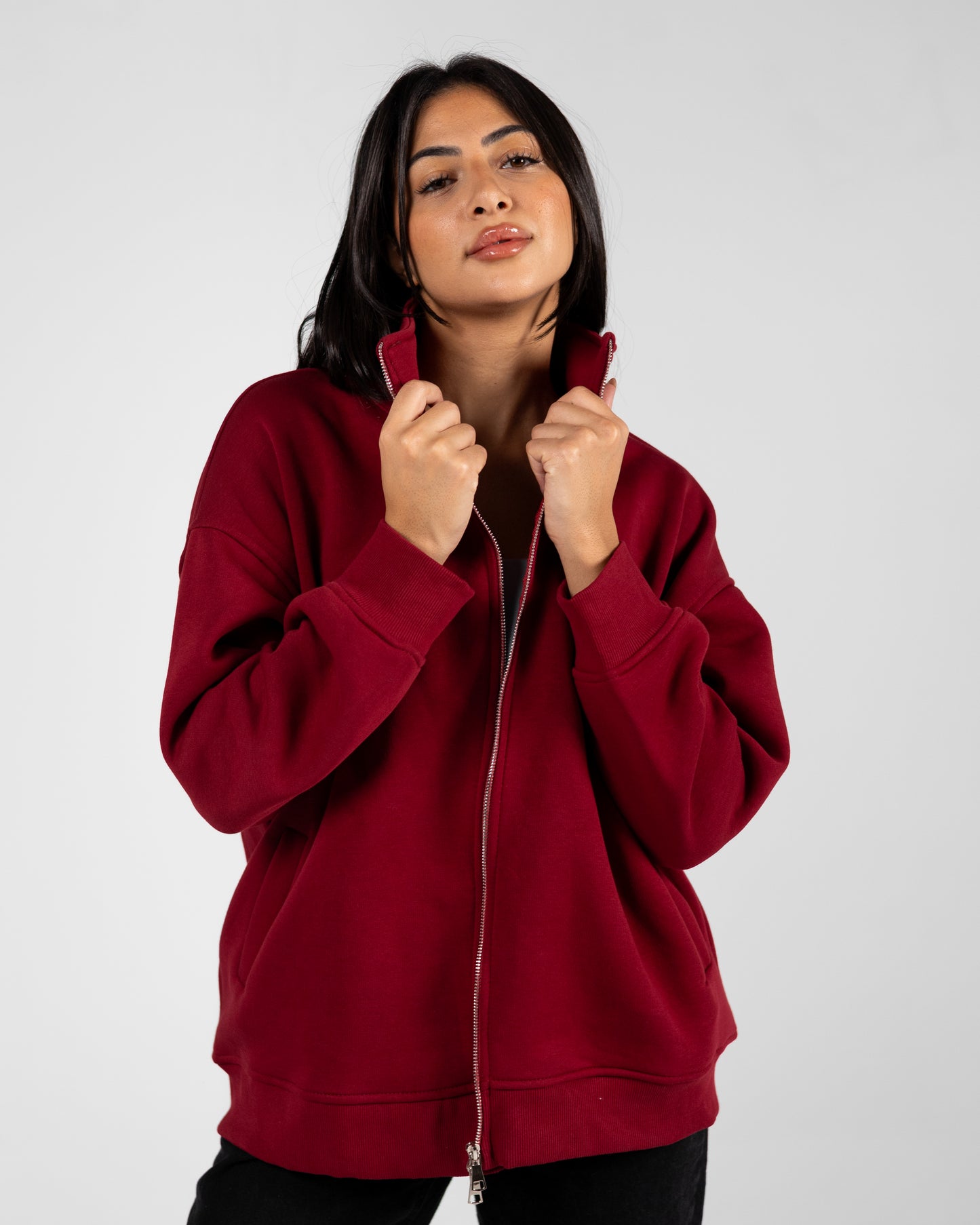 Double Zipper Jacket Burgundy