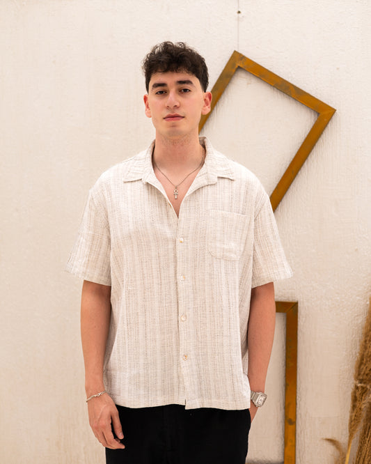 Textured Short Sleeve Linen Shirt Original