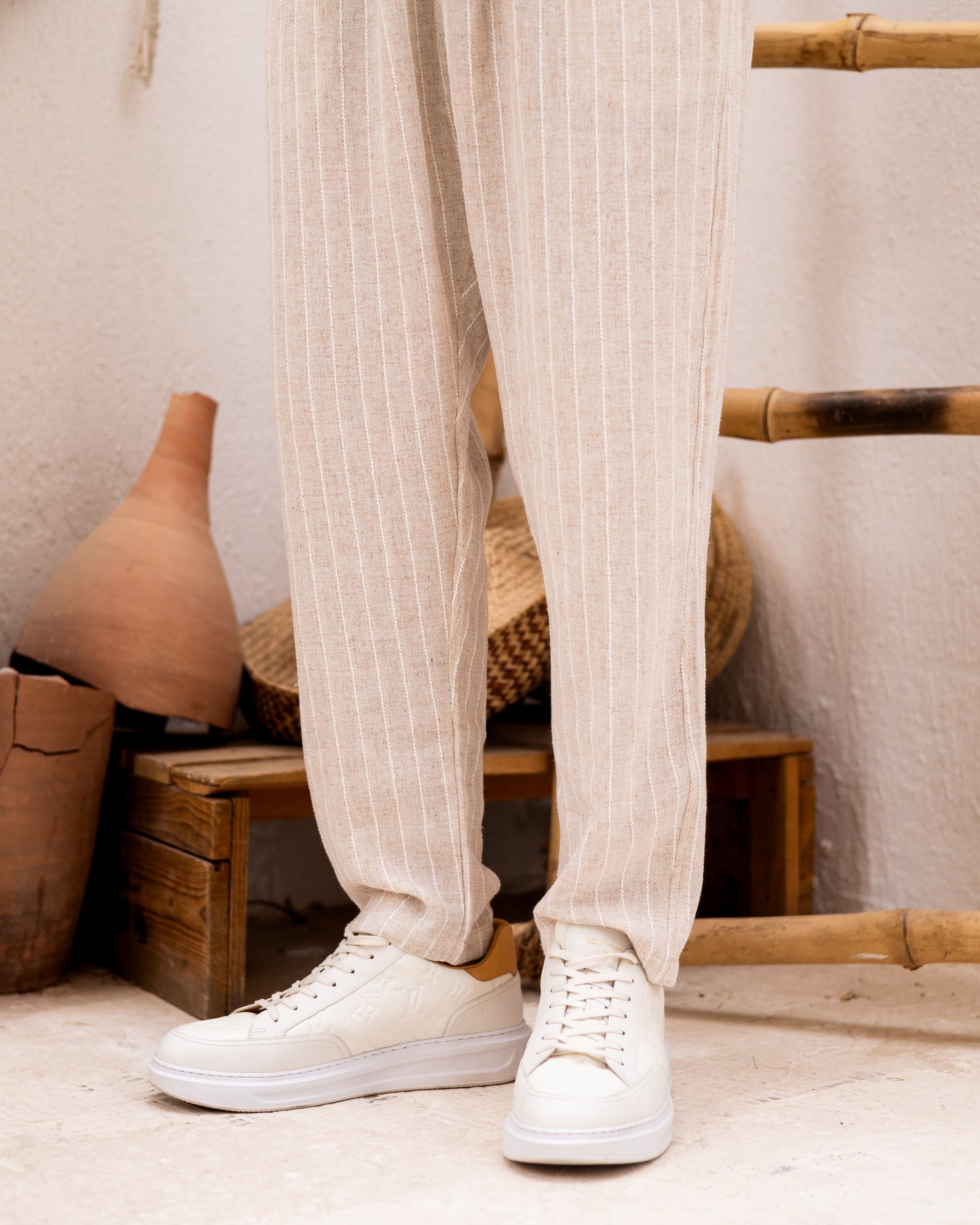 Striped Crude Linen Pants