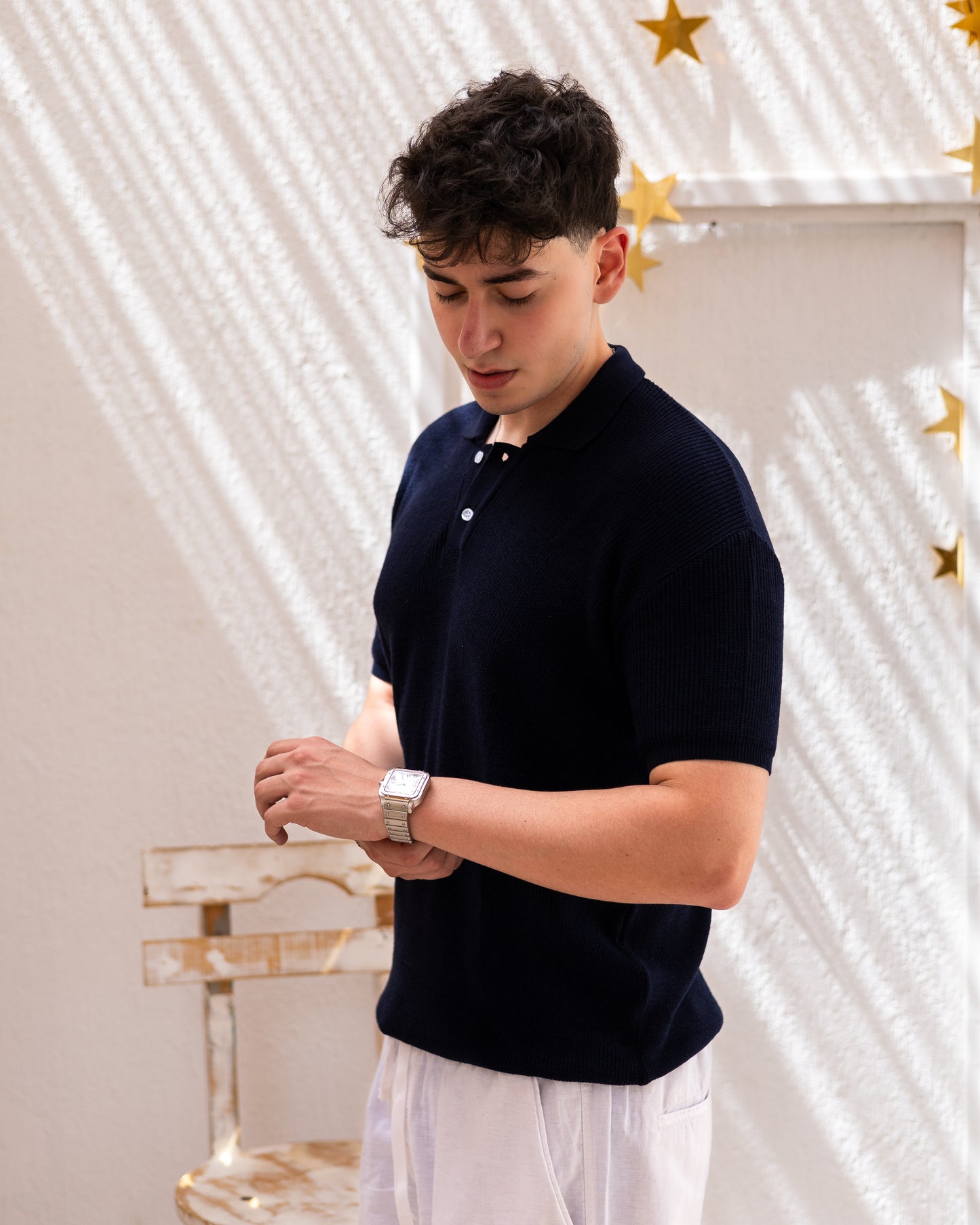 Knitted Polo Tshirt Navy