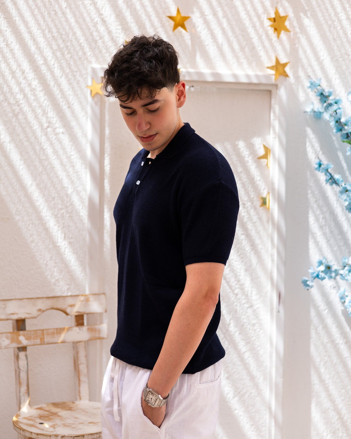 Knitted Polo Tshirt Navy