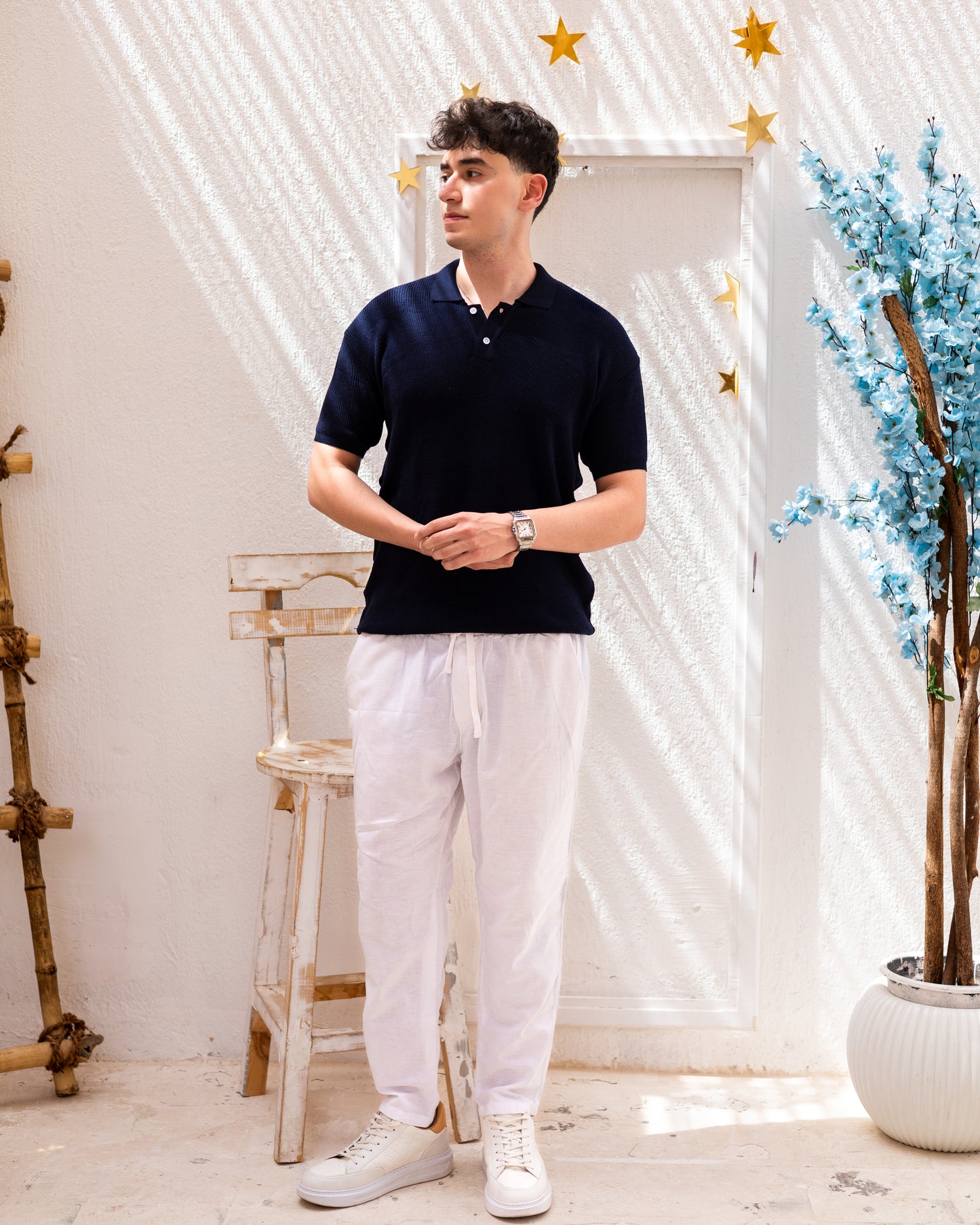 Knitted Polo Tshirt Navy