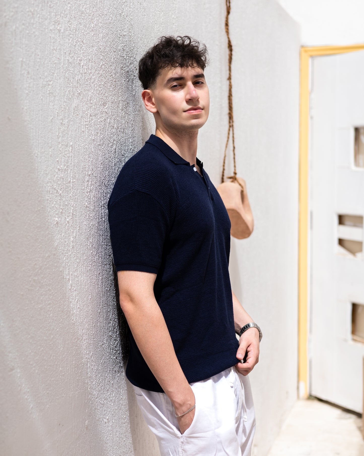 Knitted Polo Tshirt Navy