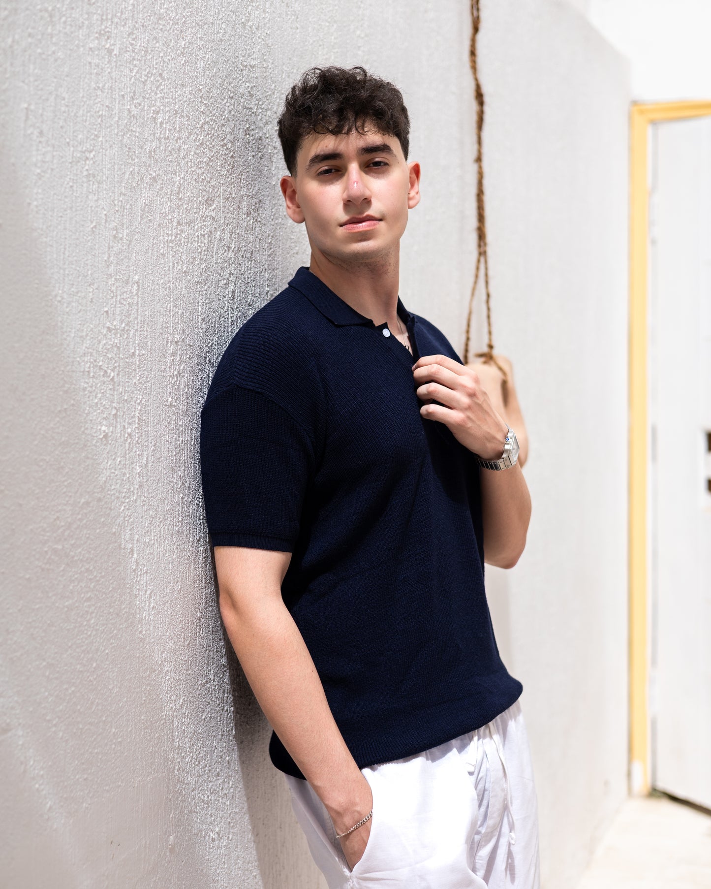 Knitted Polo Tshirt Navy