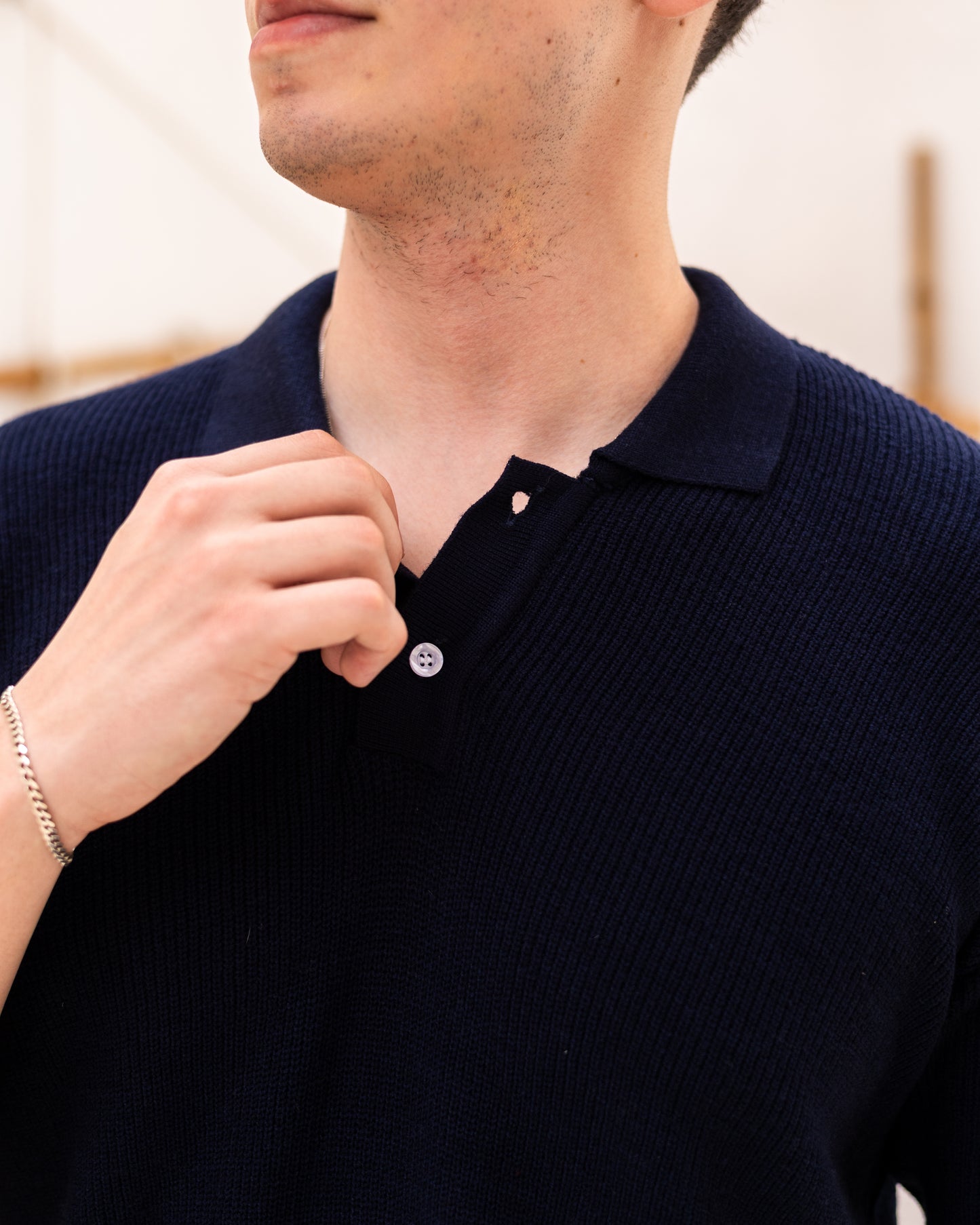 Knitted Polo Tshirt Navy