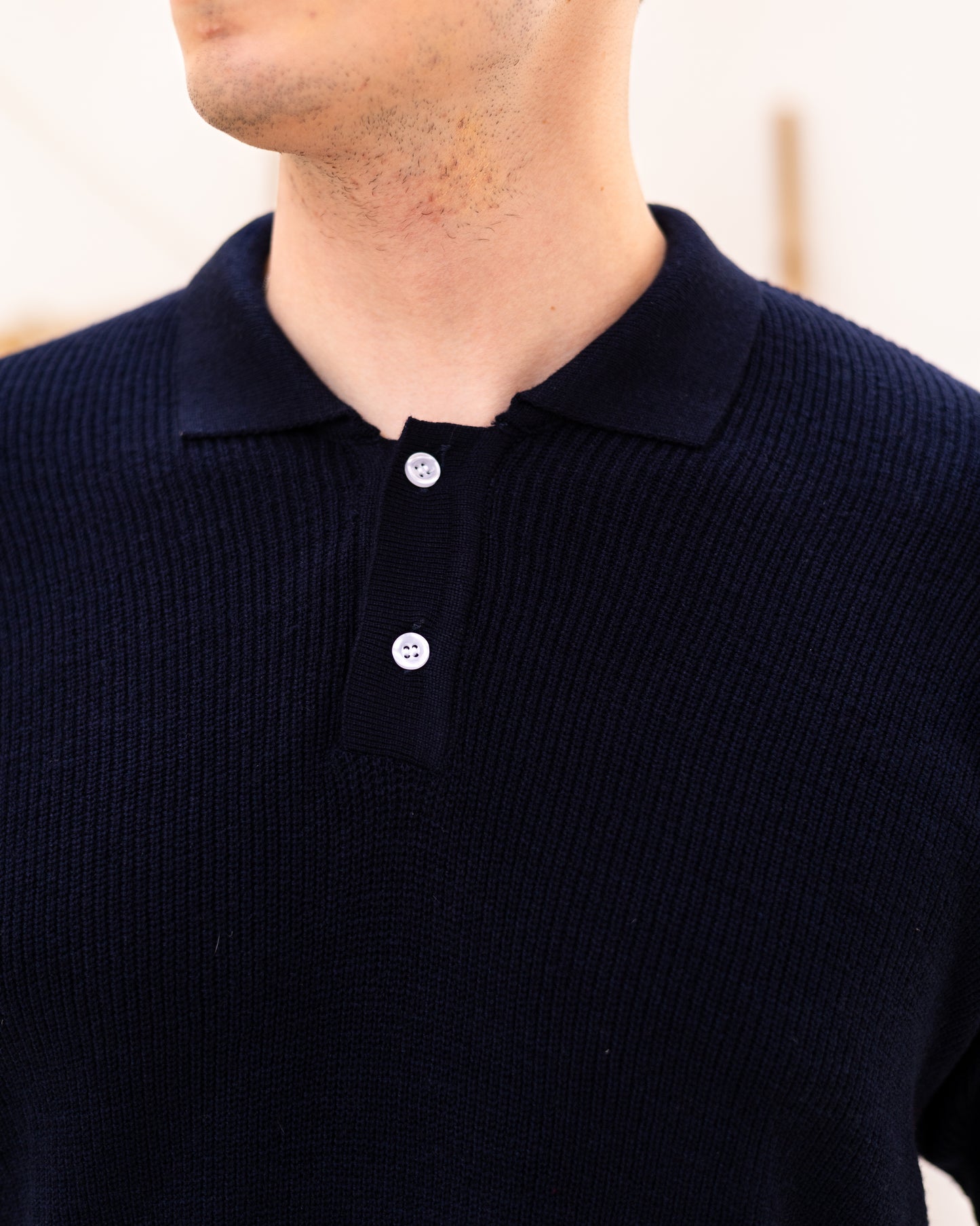 Knitted Polo Tshirt Navy
