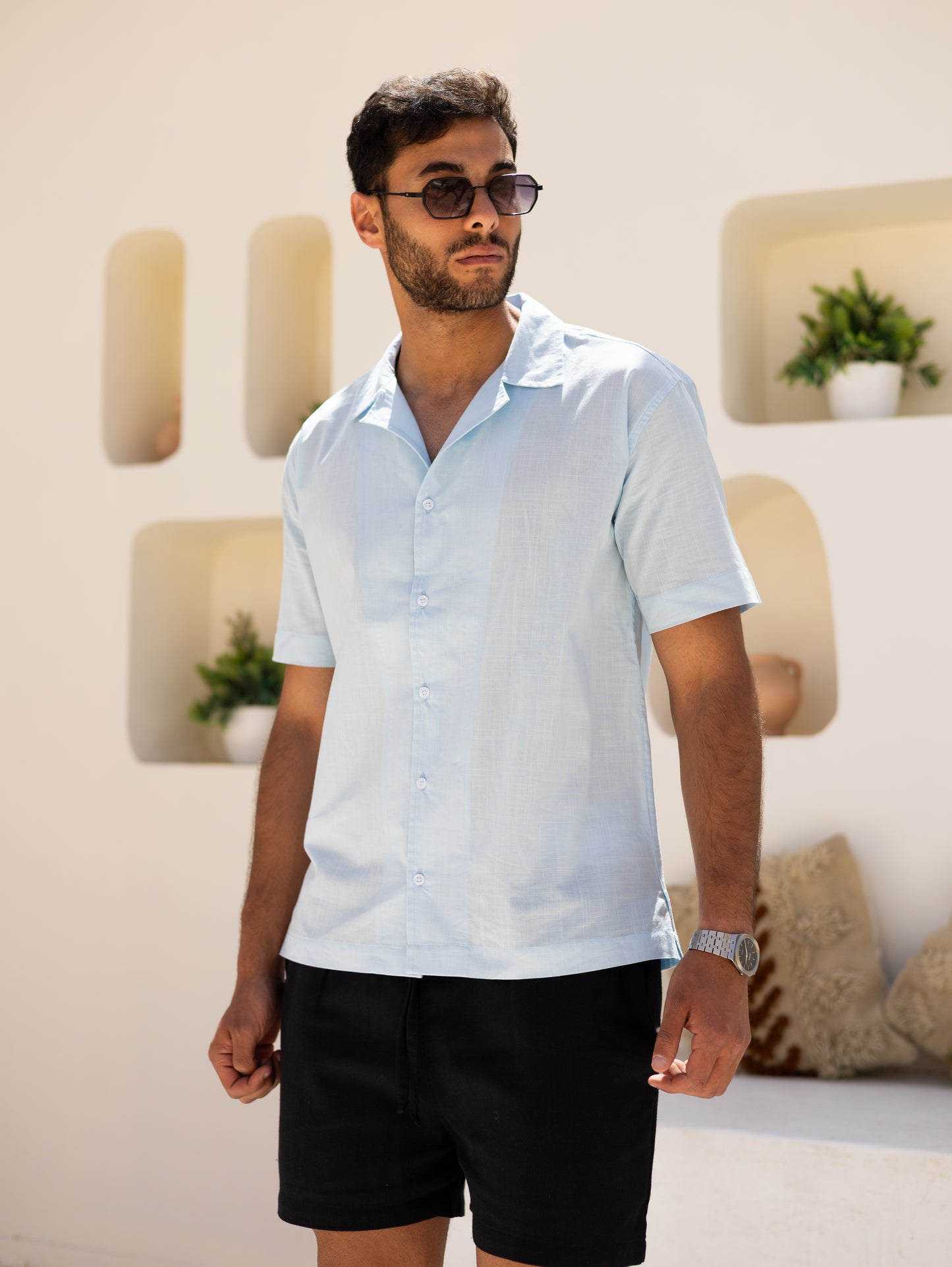Premium Linen Shirt Baby Blue
