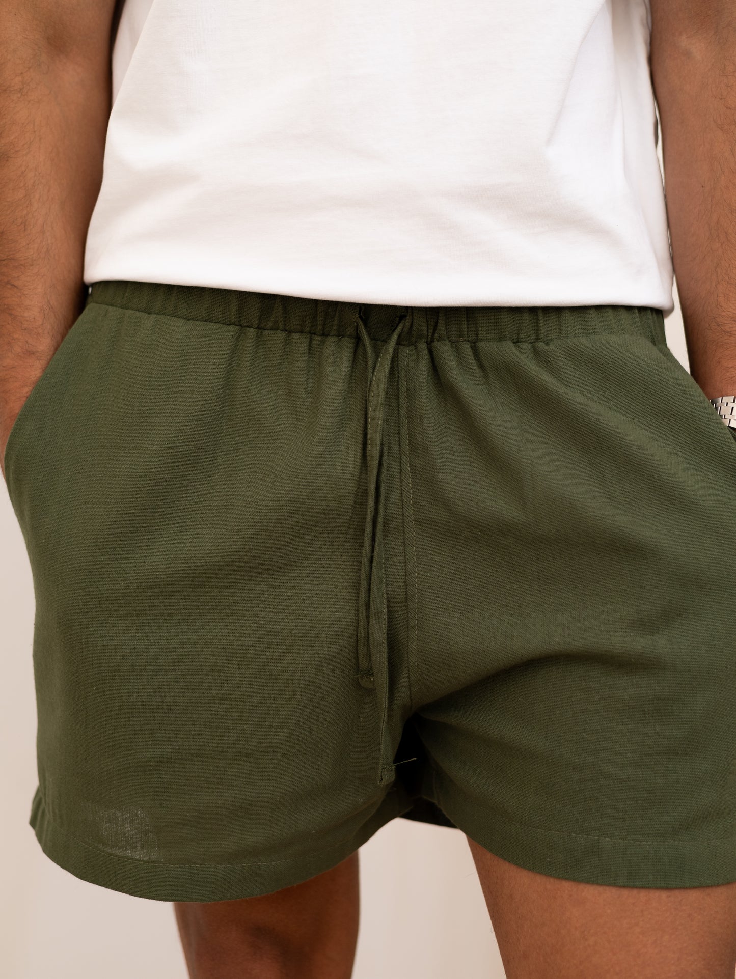 Linen Short Military green