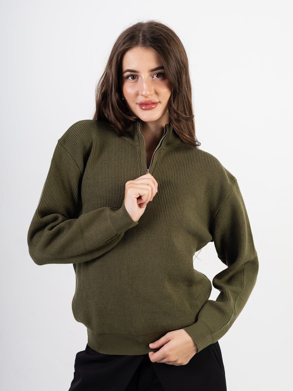 Women’s Knitted Zipper Pullover