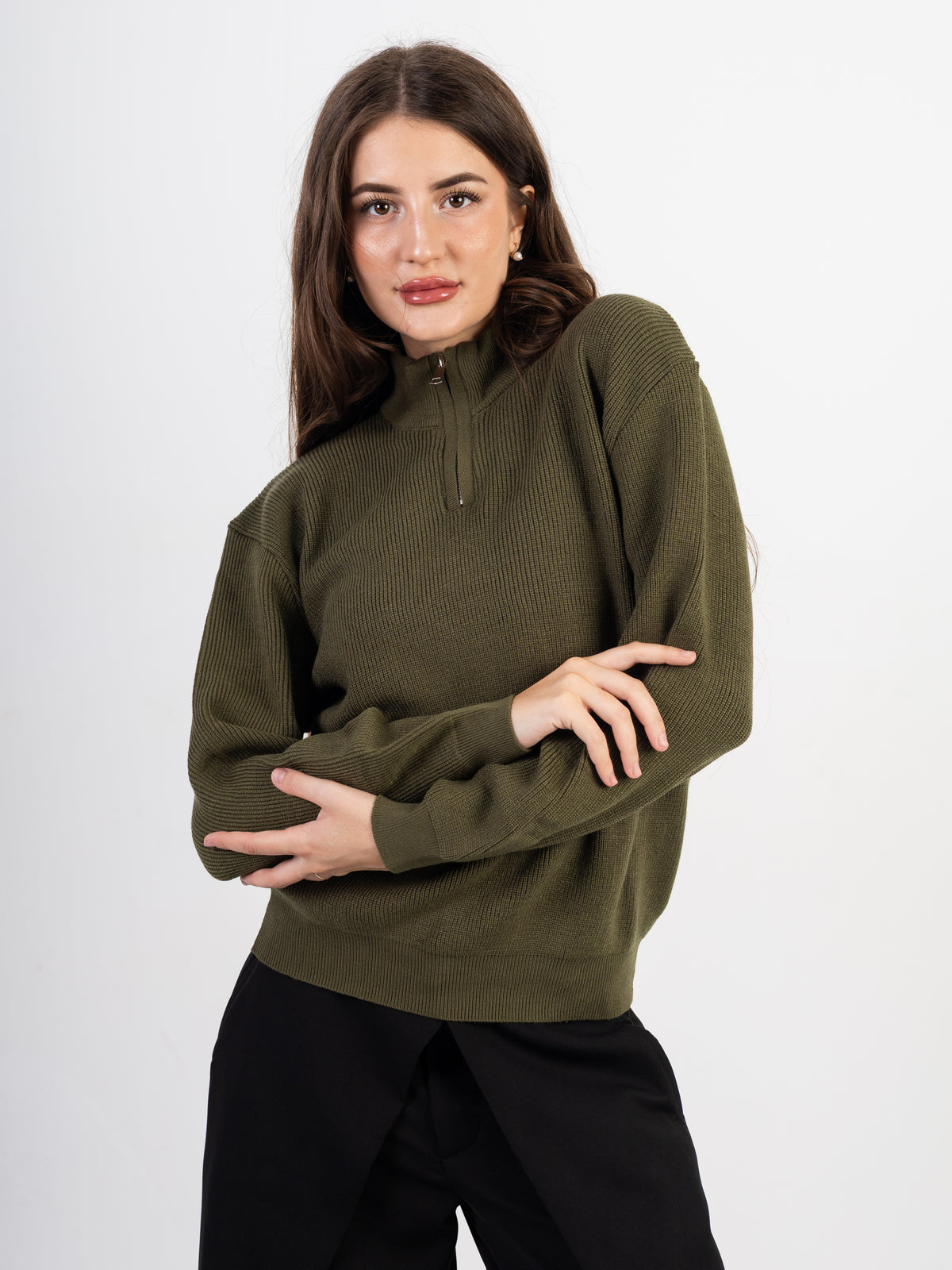 Women’s Knitted Zipper Pullover