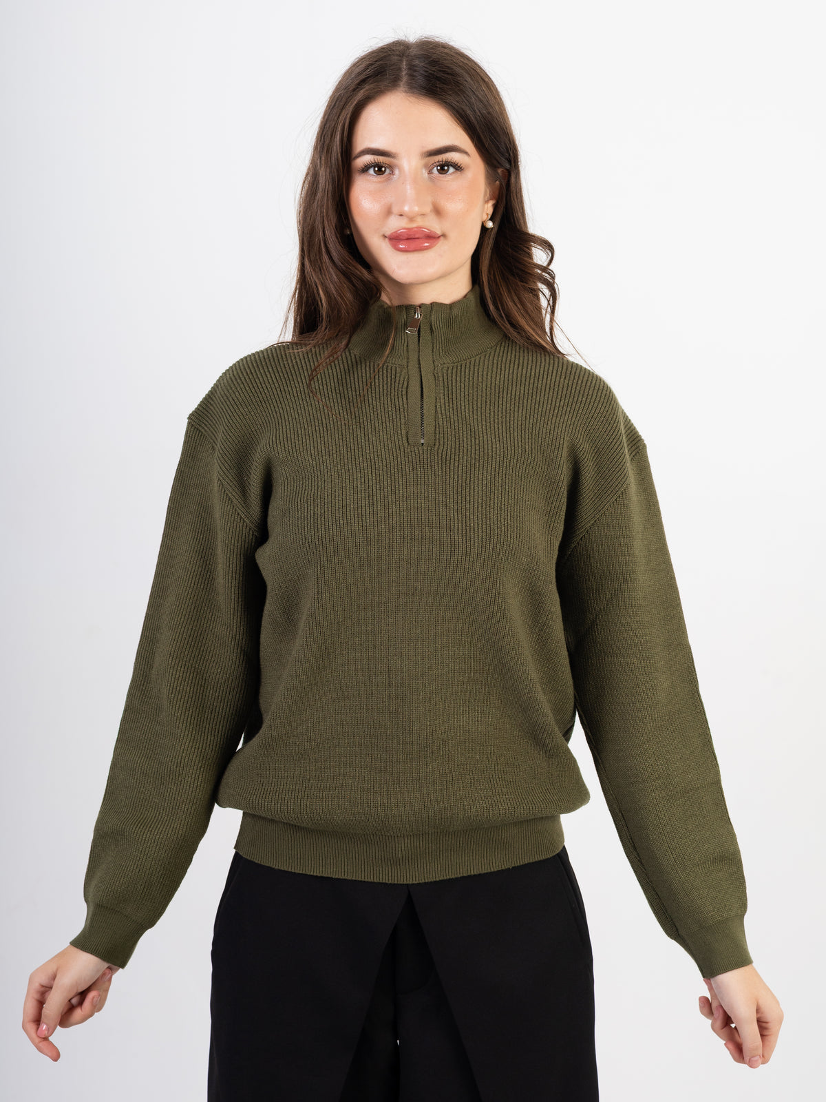 Women’s Knitted Zipper Pullover