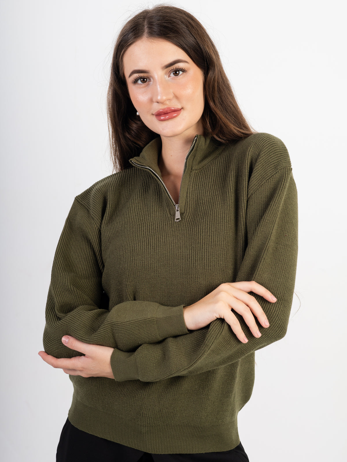 Women’s Knitted Zipper Pullover