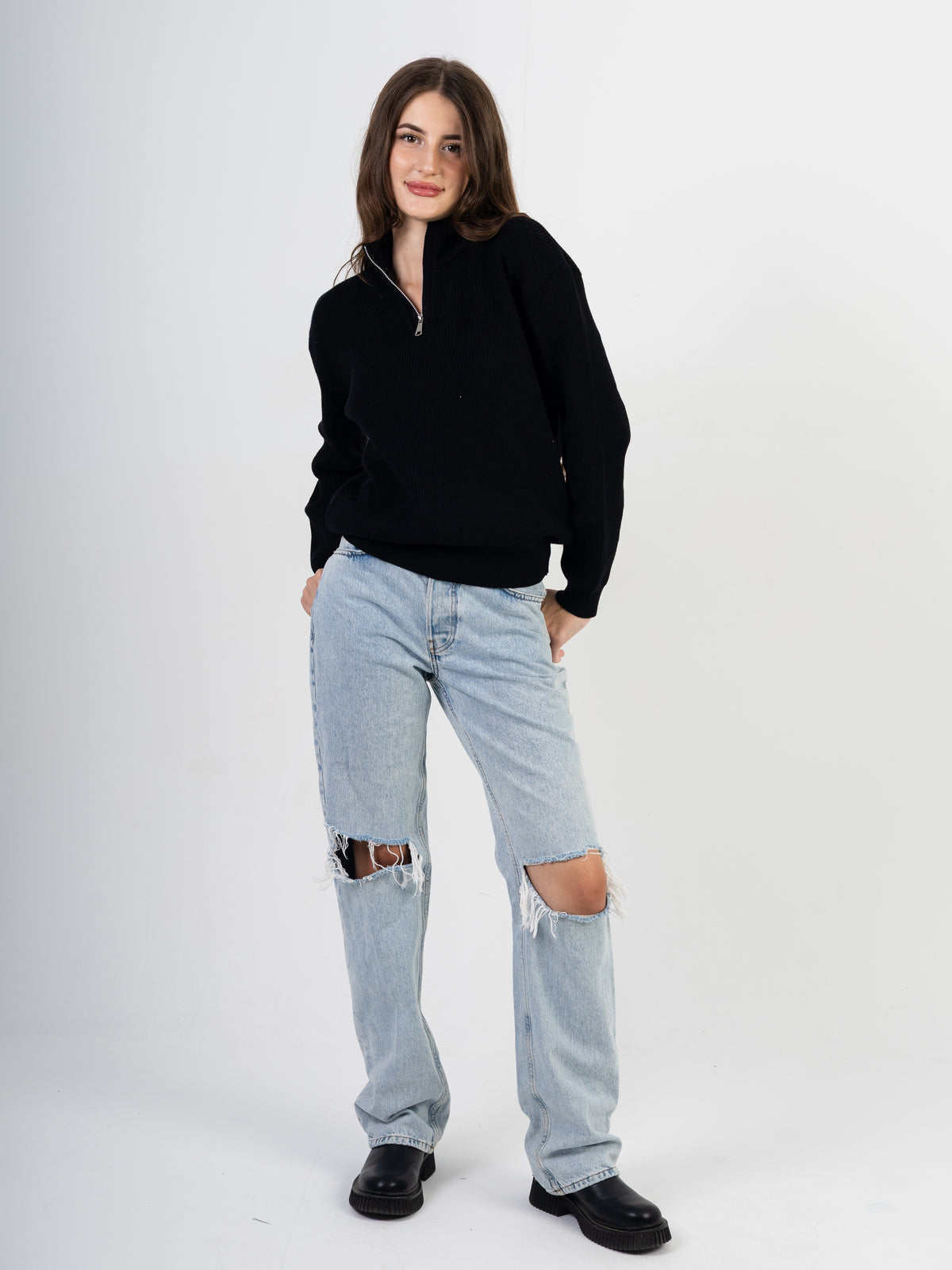 Women’s Knitted Zipper Pullover