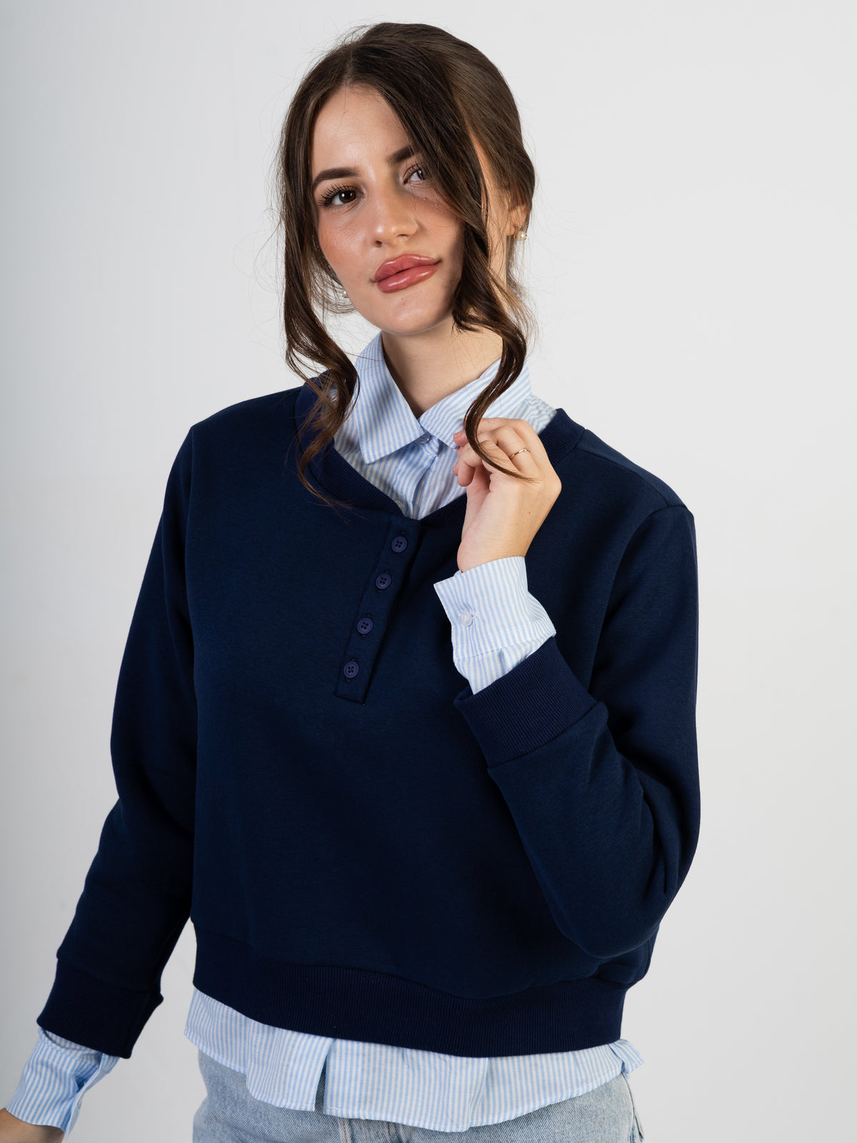 Women’s Built-In Shirt Sweater