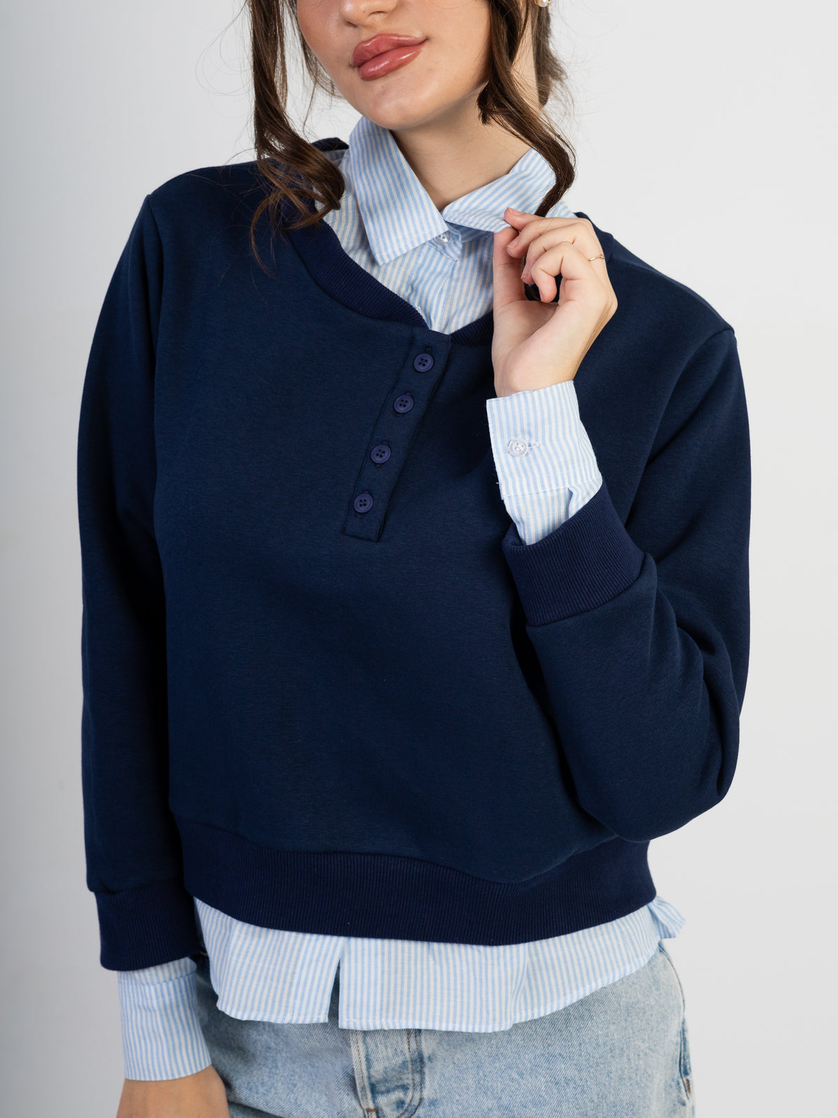 Women’s Built-In Shirt Sweater