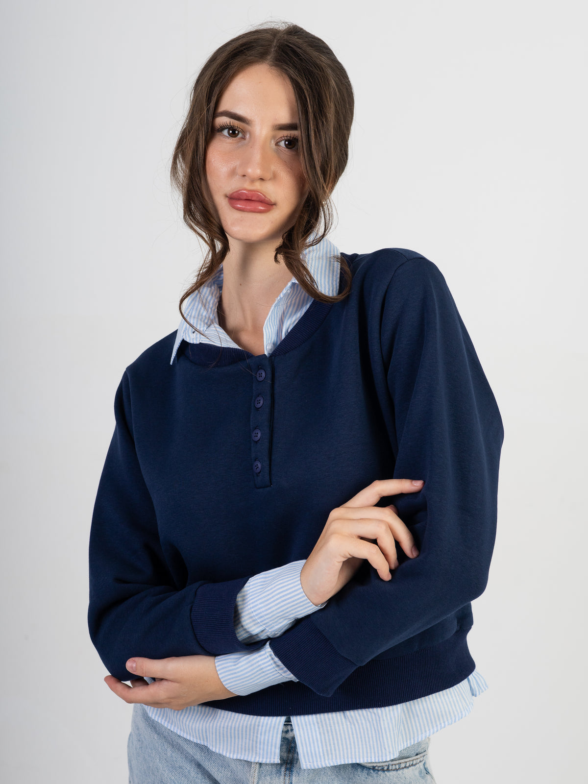 Women’s Built-In Shirt Sweater