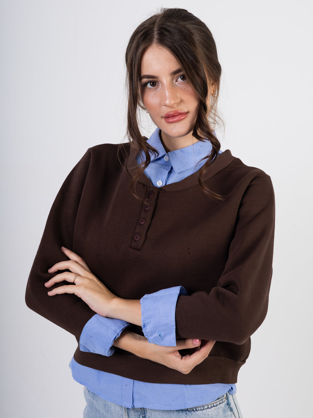 Women’s Built-In Shirt Sweater