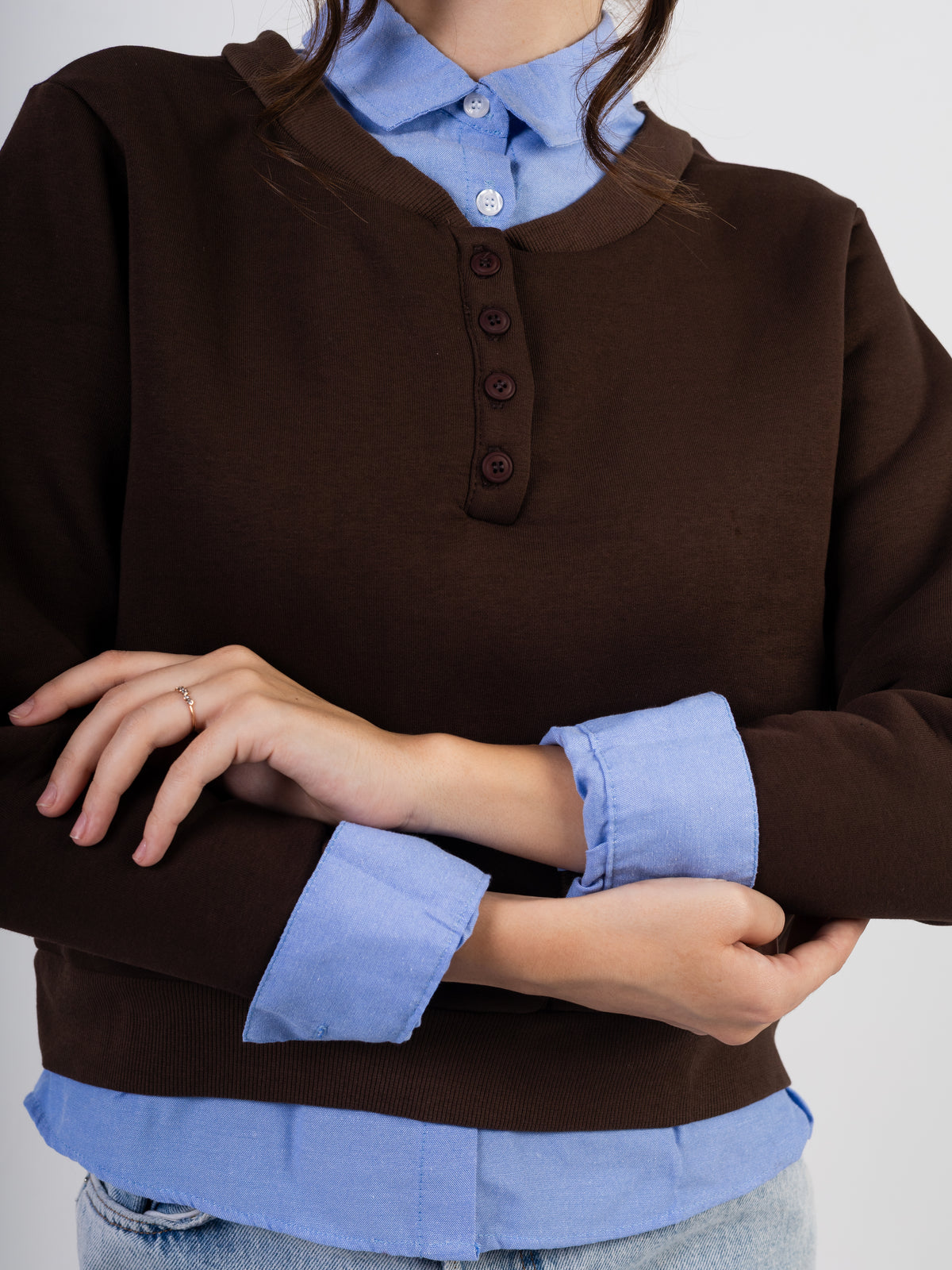 Women’s Built-In Shirt Sweater