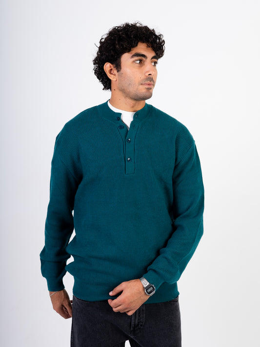 Men’s Knitted Henley Pullover