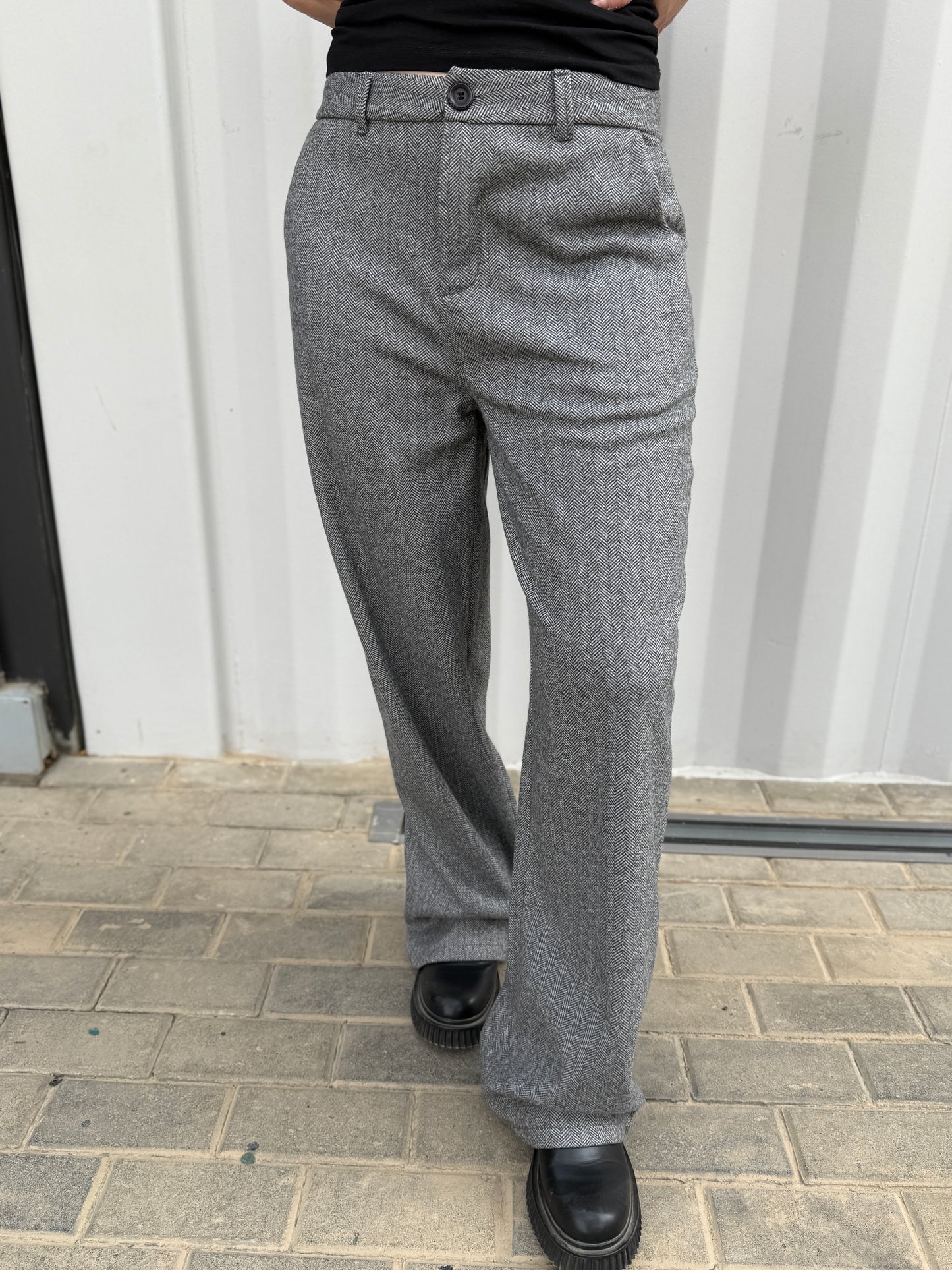 Wide Leg Tailored Pants Grey