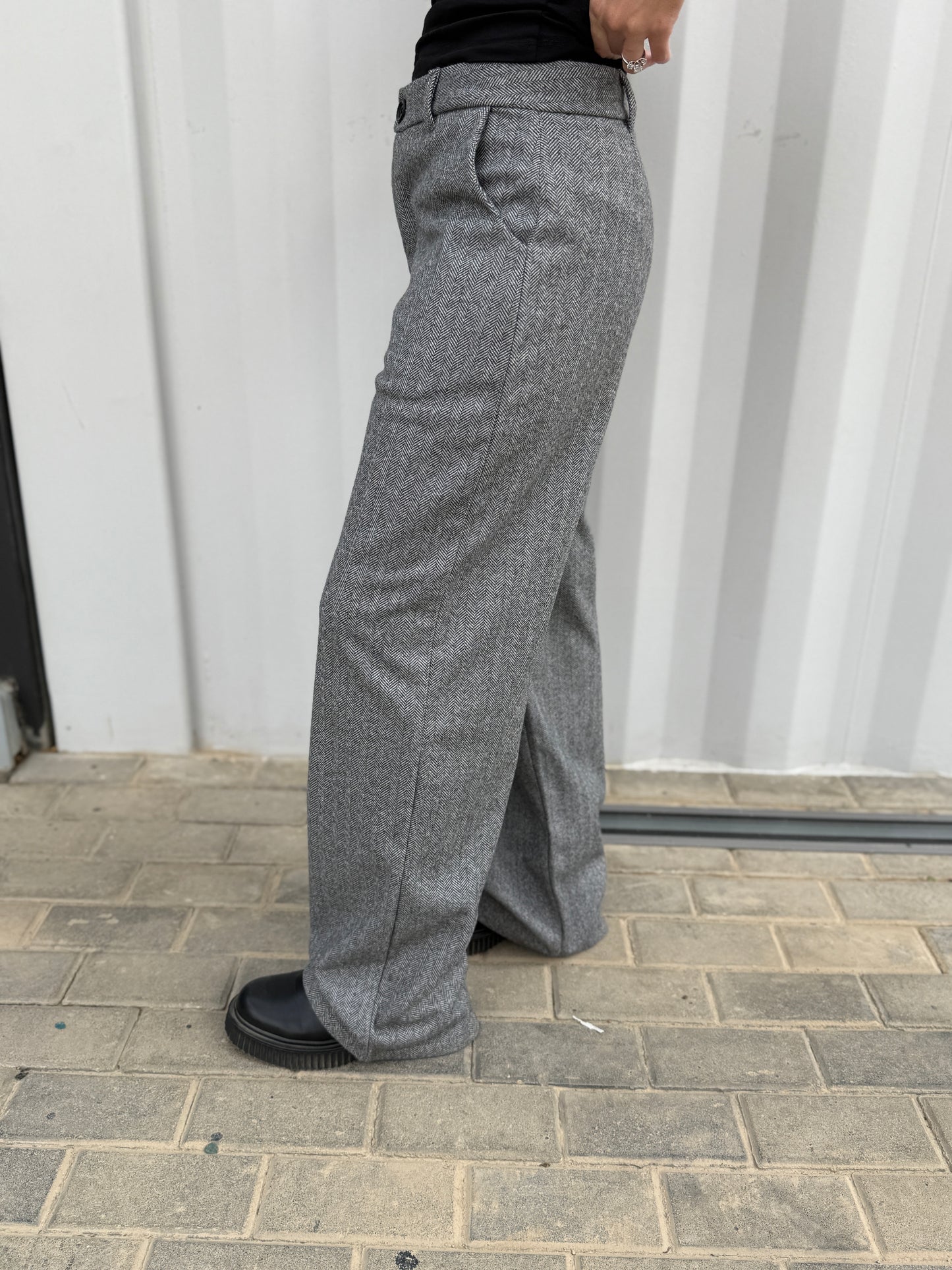 Wide Leg Tailored Pants Grey