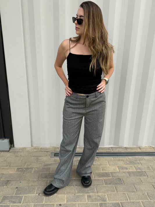 Wide Leg Tailored Pants Grey