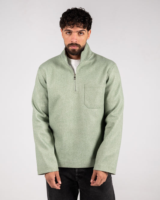 Wool Quarter Zipper Sweater Sage Green