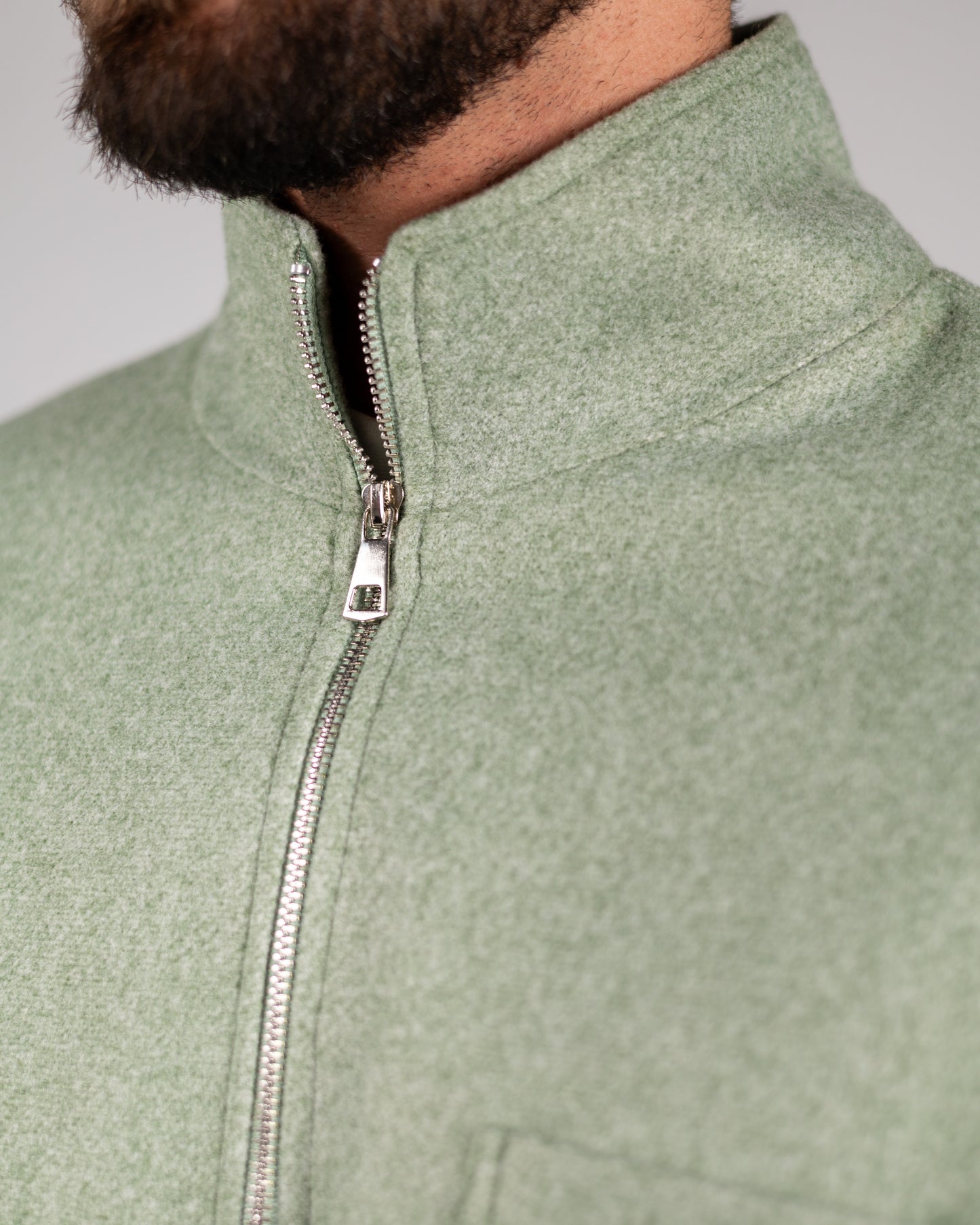 Wool Quarter Zipper Sweater Sage Green