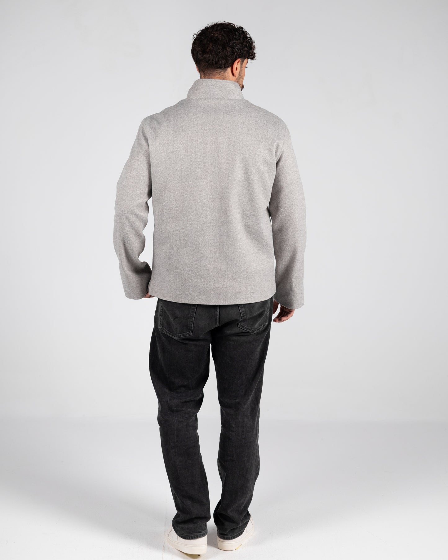 Wool Quarter Zipper Sweater Grey