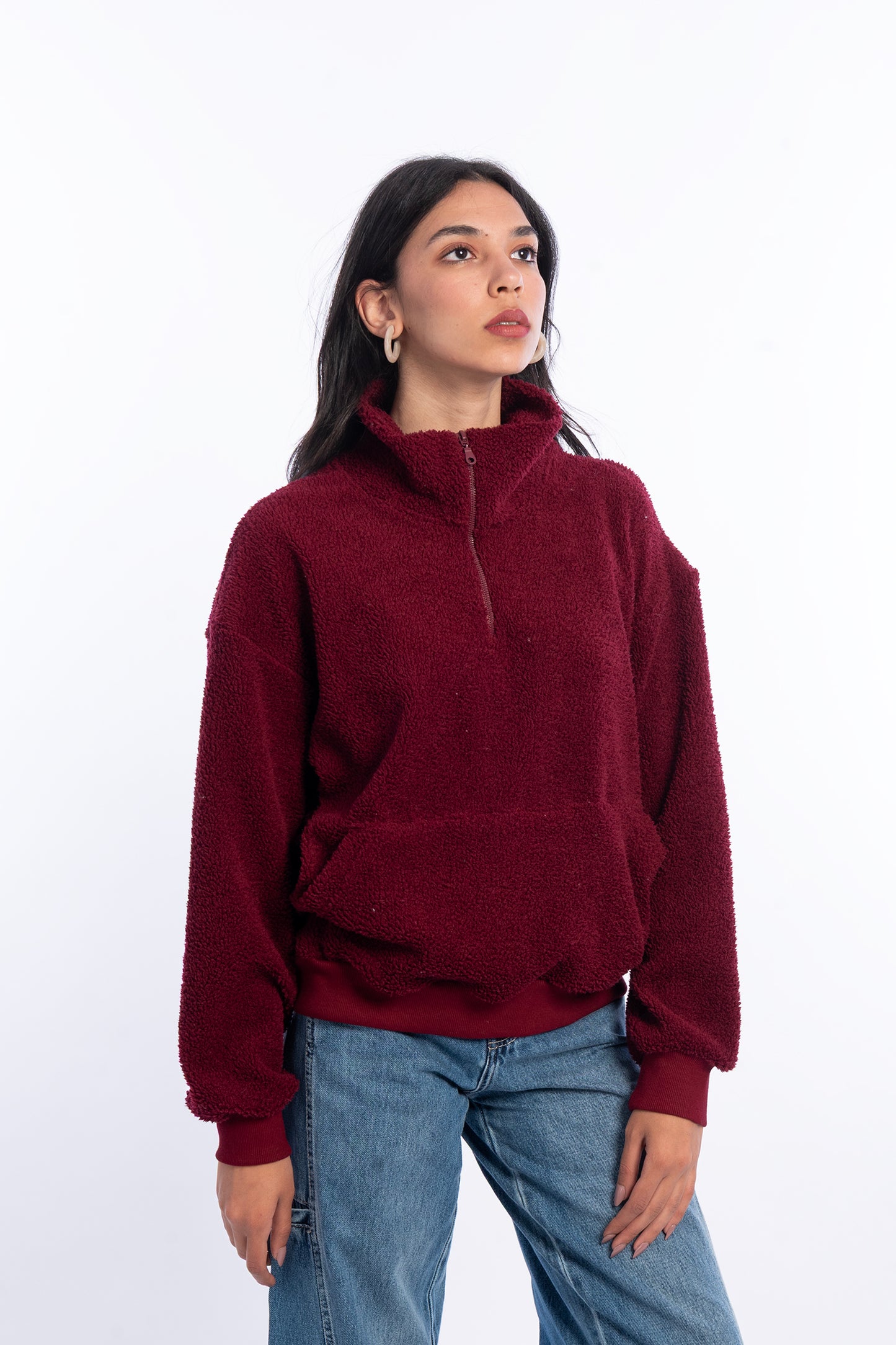 Burgundy Teddy Fur Jacket