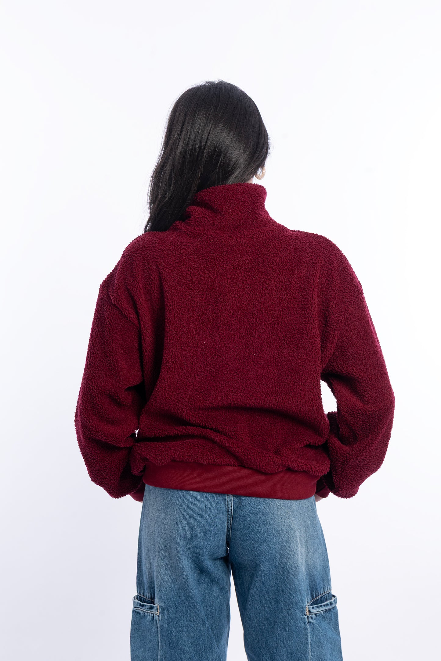 Burgundy Teddy Fur Jacket